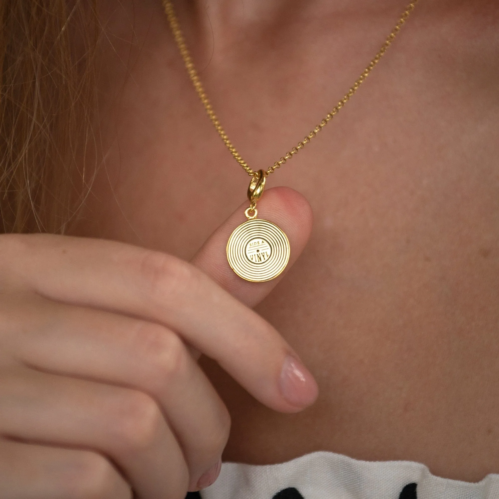 Gold Plated Vinyl Record Necklace