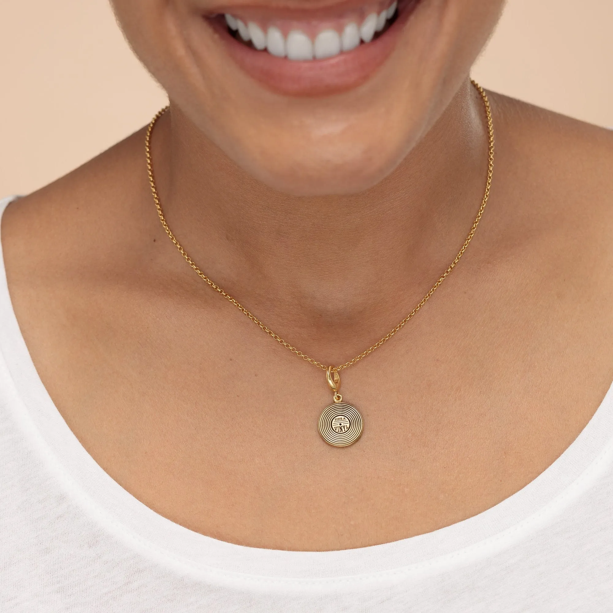 Gold Plated Vinyl Record Necklace