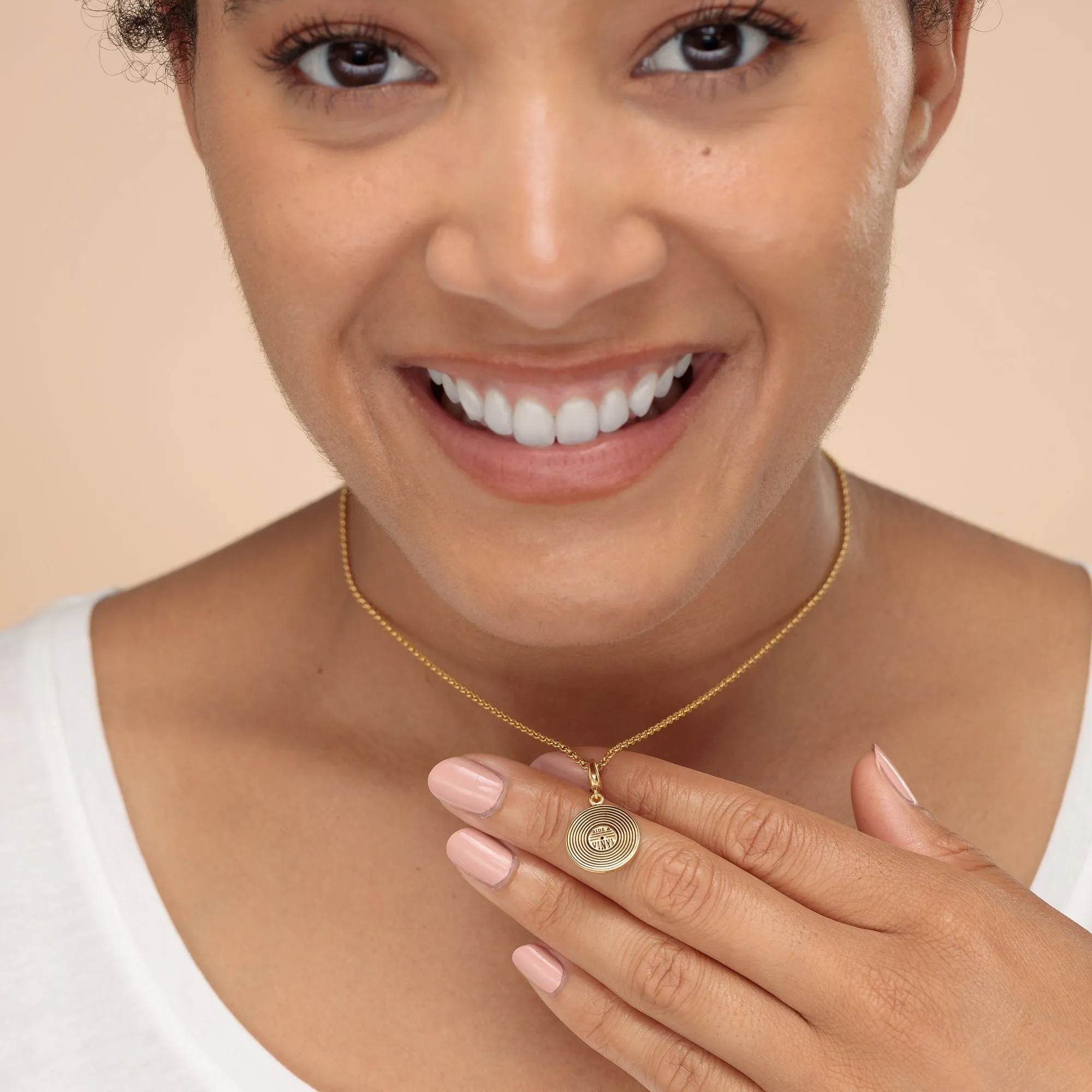 Gold Plated Vinyl Record Necklace