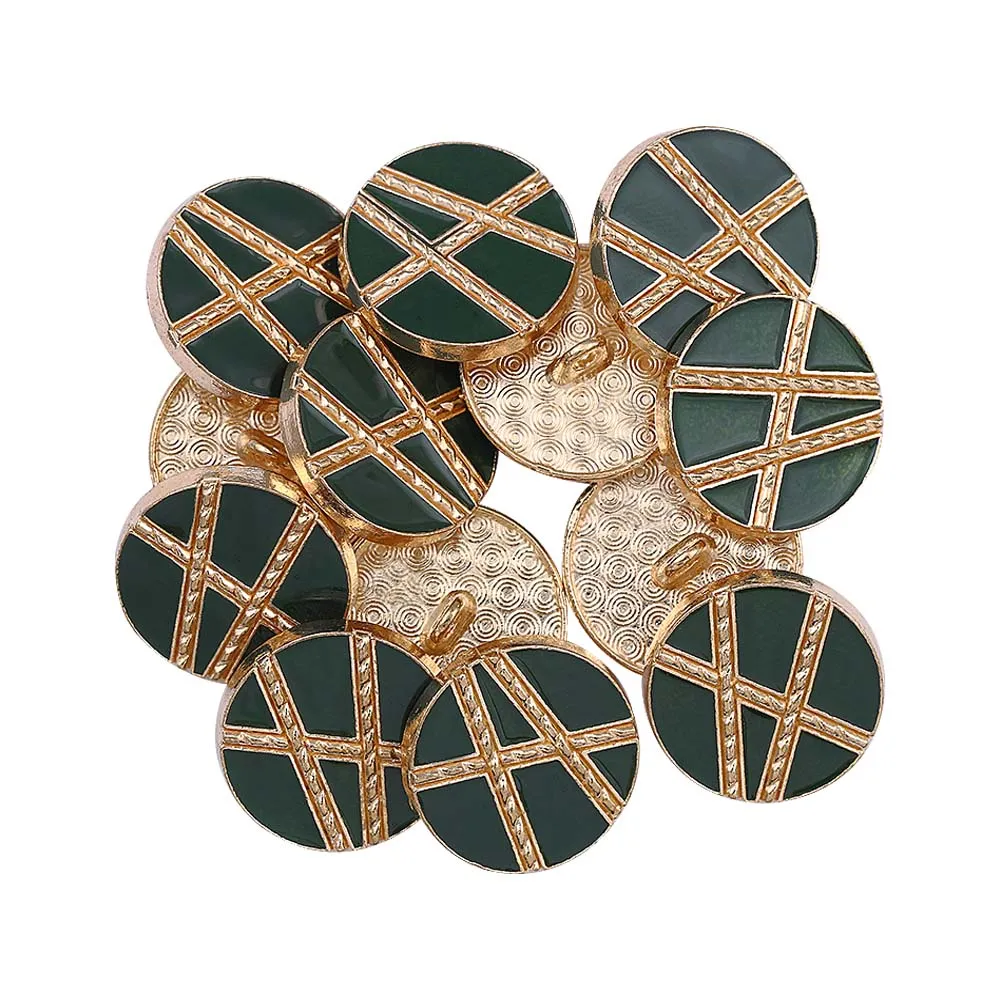 Golden Geometric Pattern Surface Lamination Metal Buttons