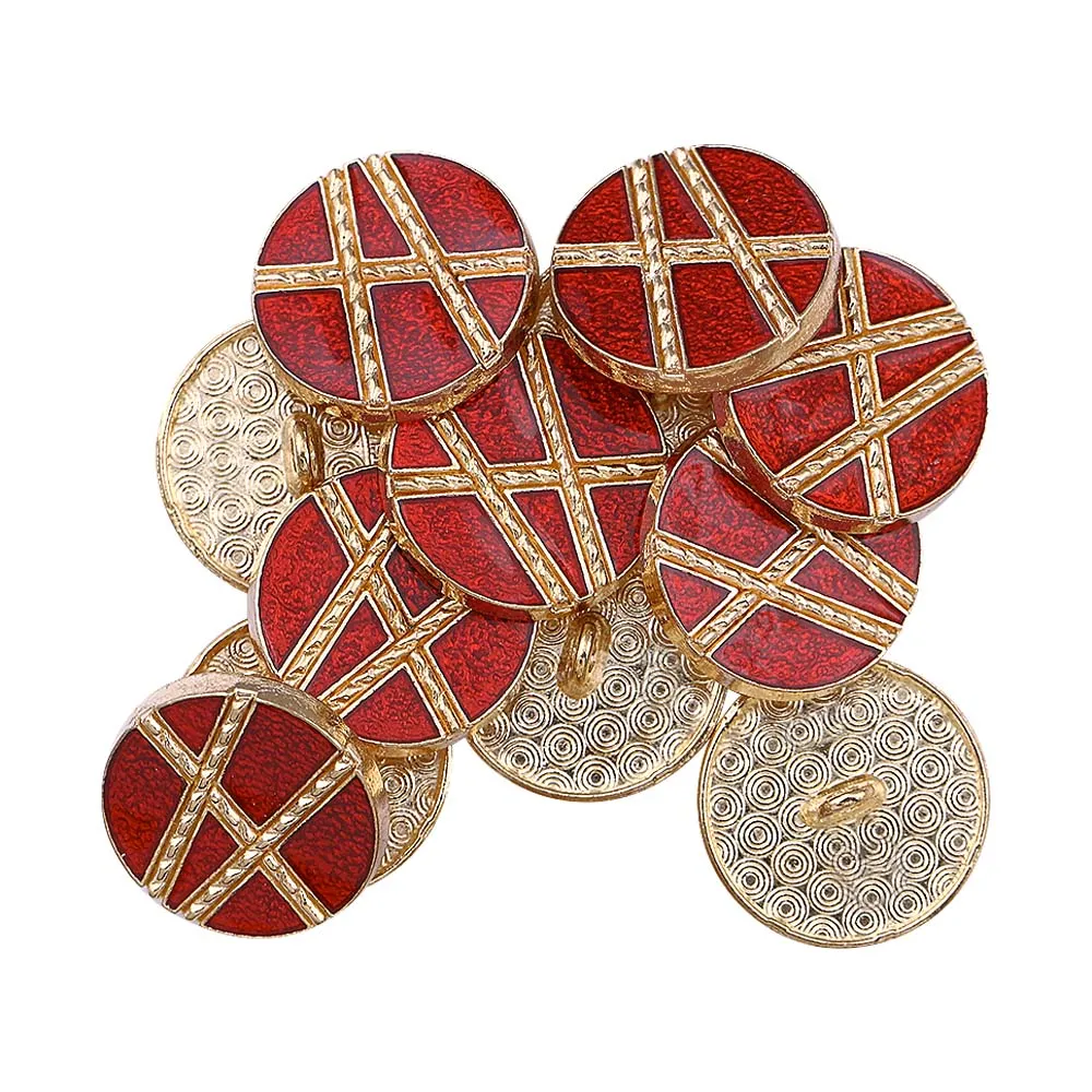 Golden Geometric Pattern Surface Lamination Metal Buttons