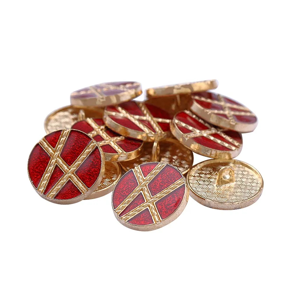 Golden Geometric Pattern Surface Lamination Metal Buttons