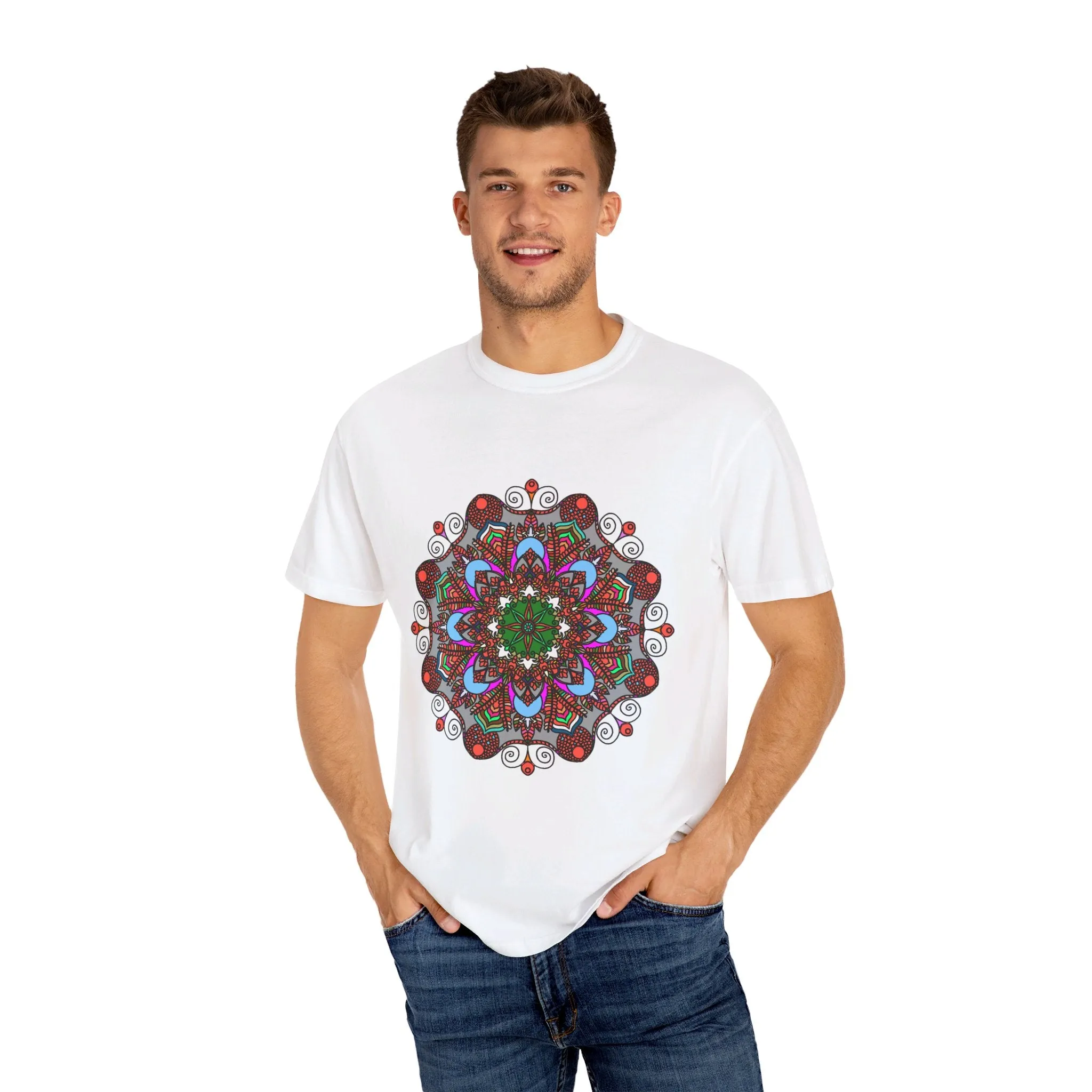 Handmade Mandala Design T-Shirt - 100% Ring-Spun Cotton