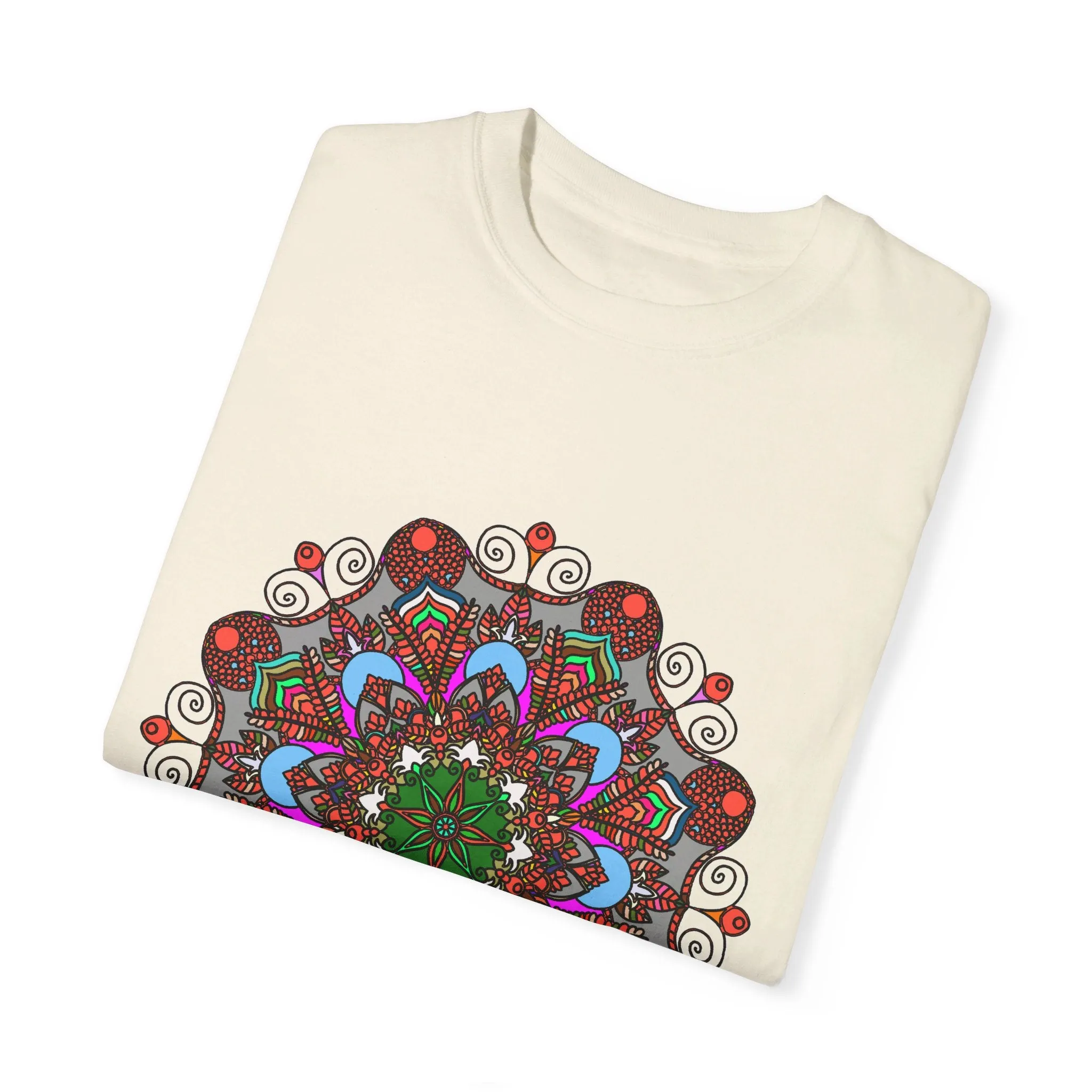 Handmade Mandala Design T-Shirt - 100% Ring-Spun Cotton