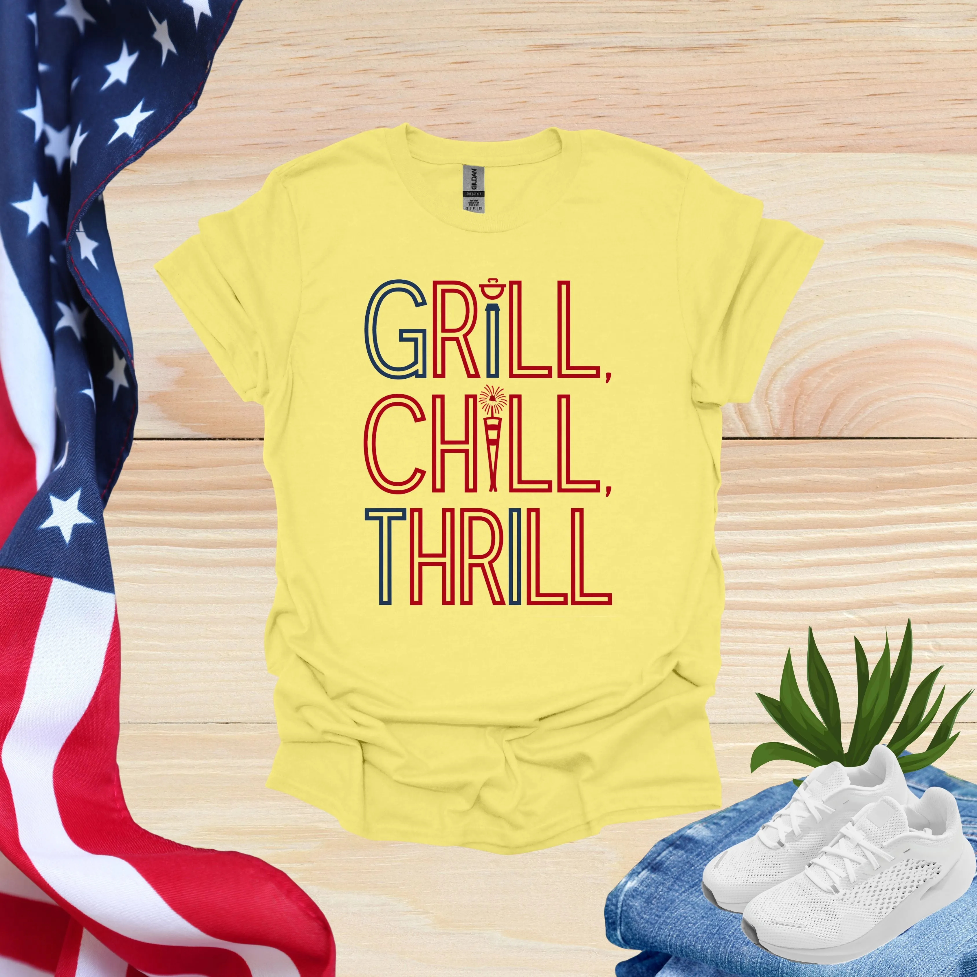 Hilarious 4th of July Shirts | Grill Chill Thrill