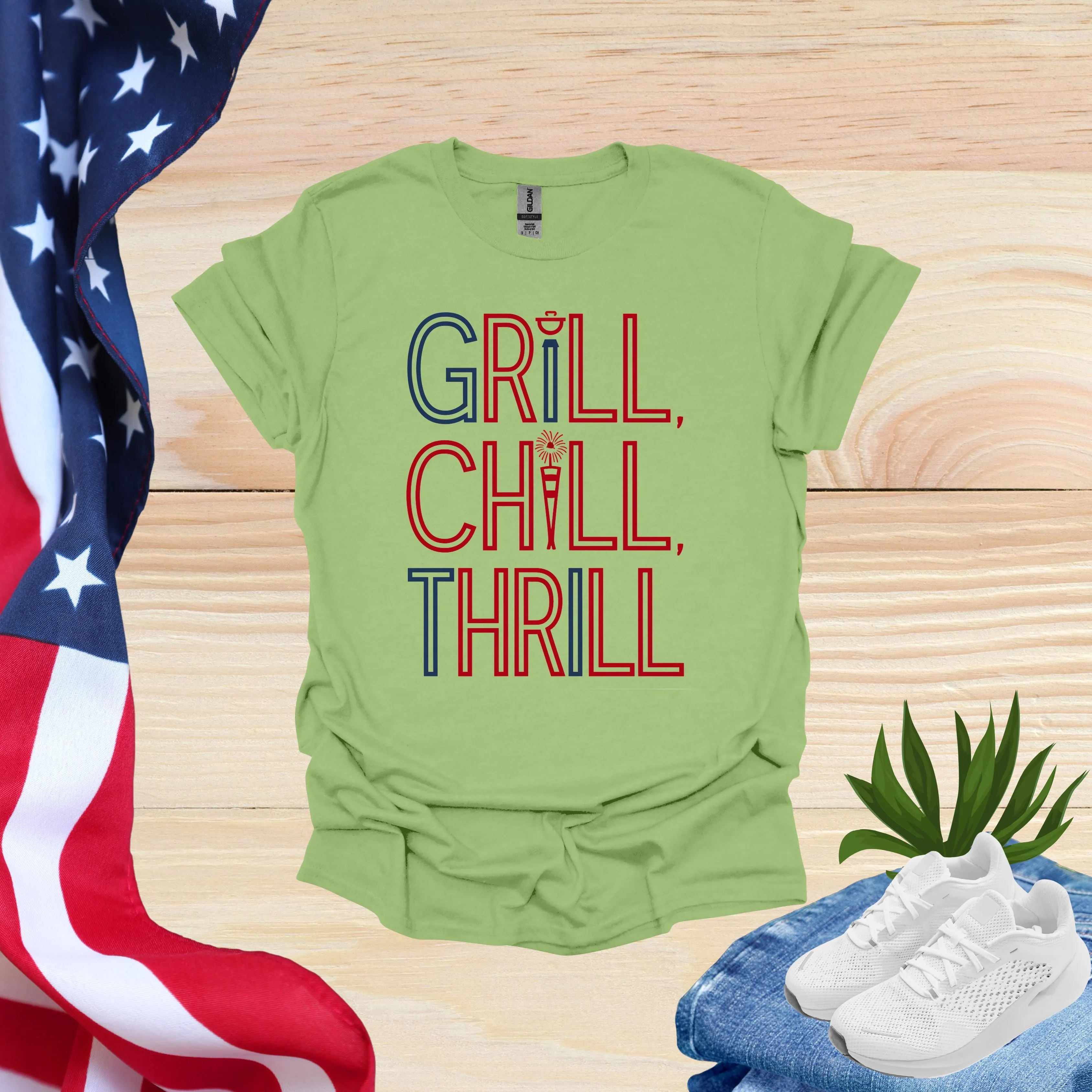 Hilarious 4th of July Shirts | Grill Chill Thrill