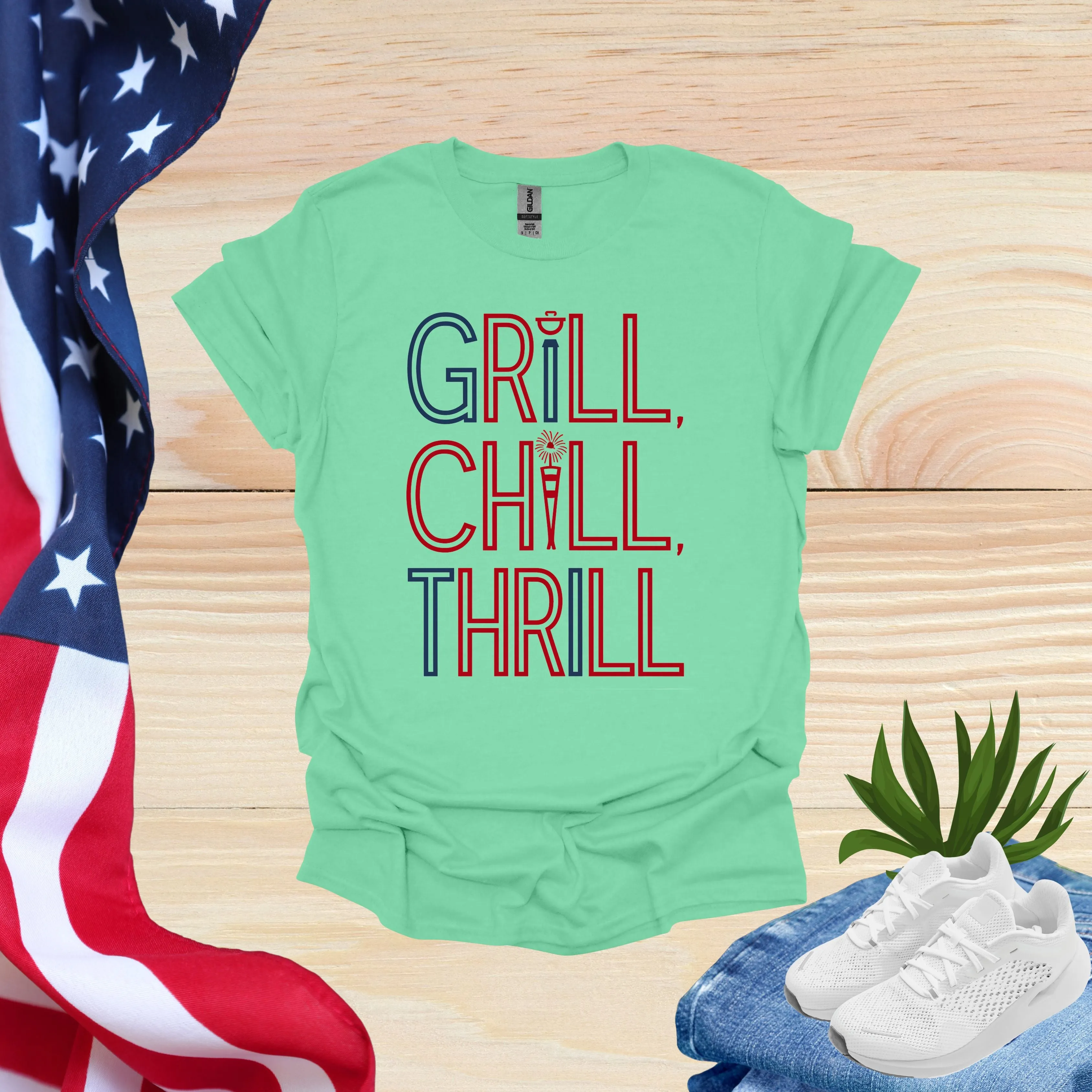 Hilarious 4th of July Shirts | Grill Chill Thrill