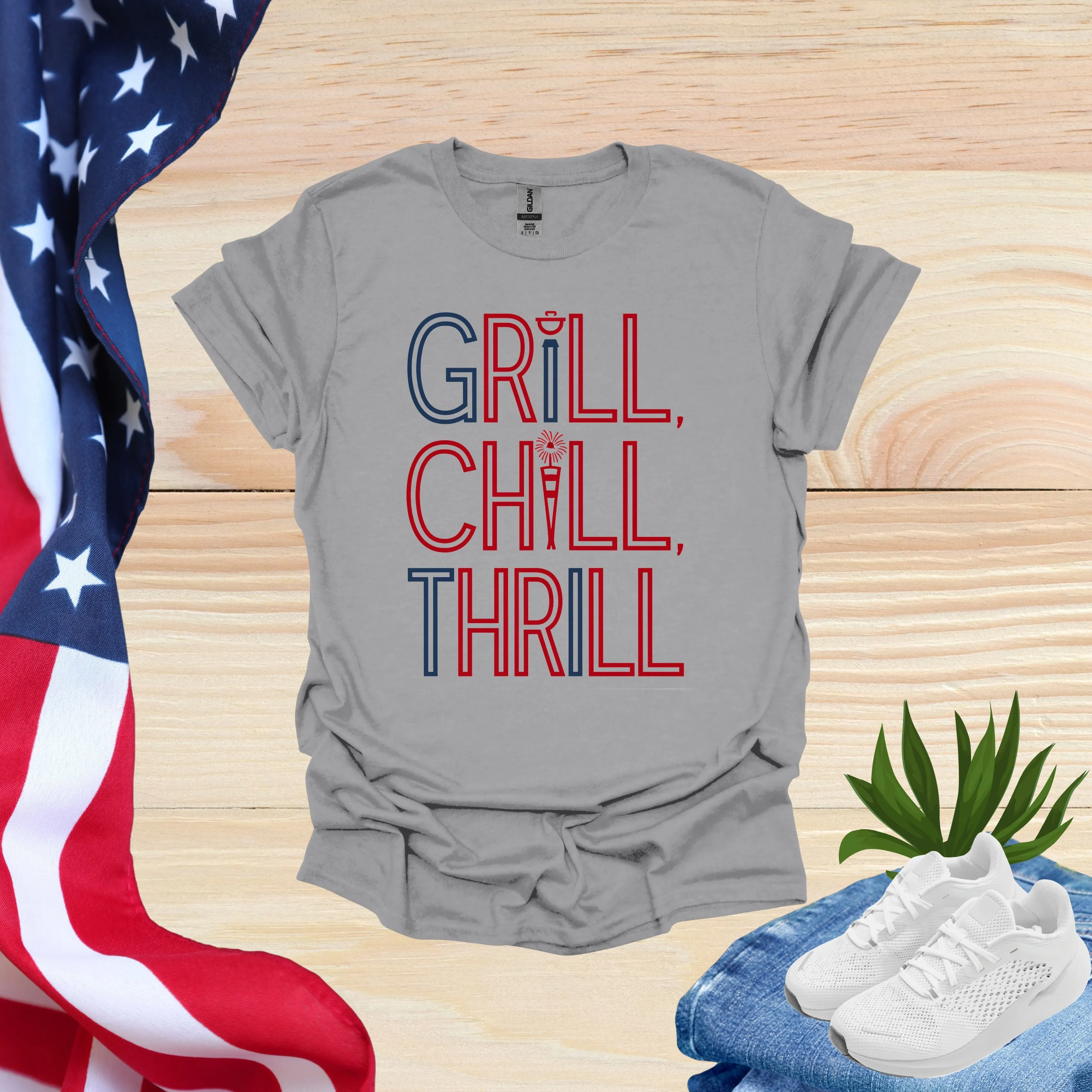 Hilarious 4th of July Shirts | Grill Chill Thrill