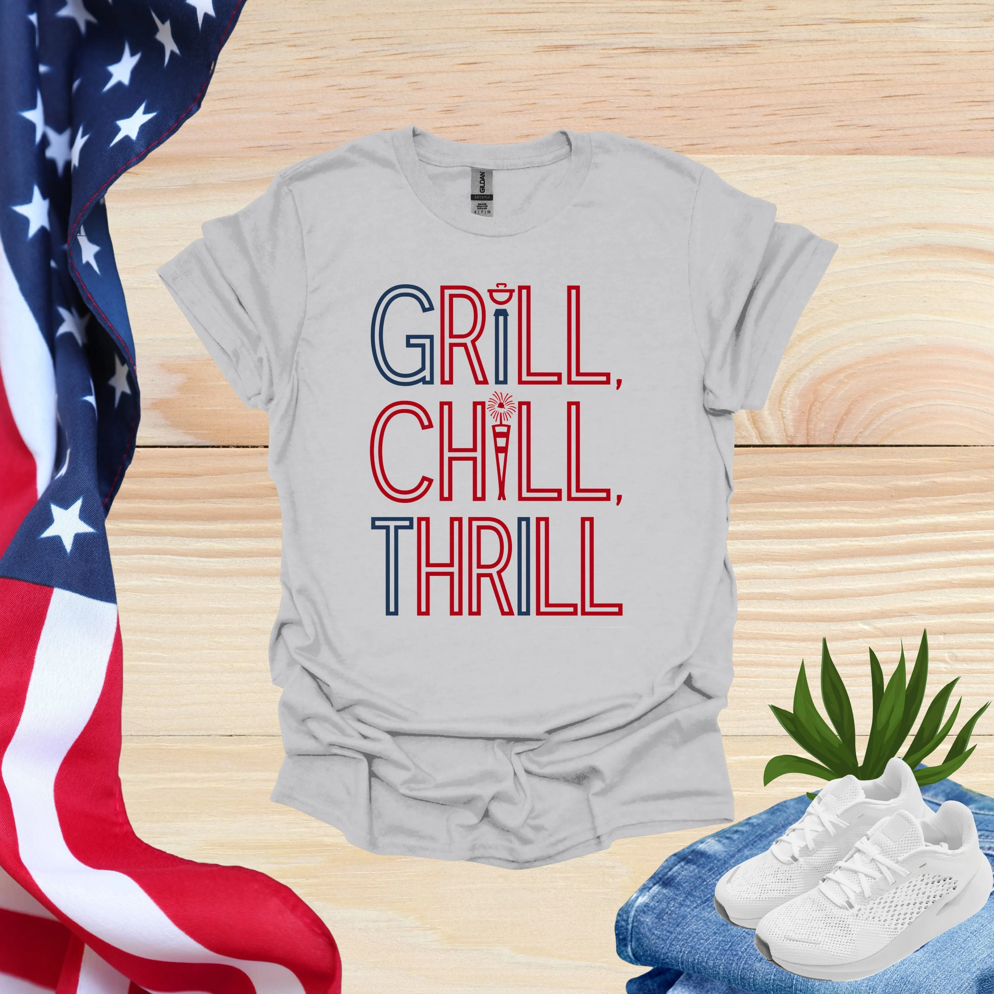 Hilarious 4th of July Shirts | Grill Chill Thrill