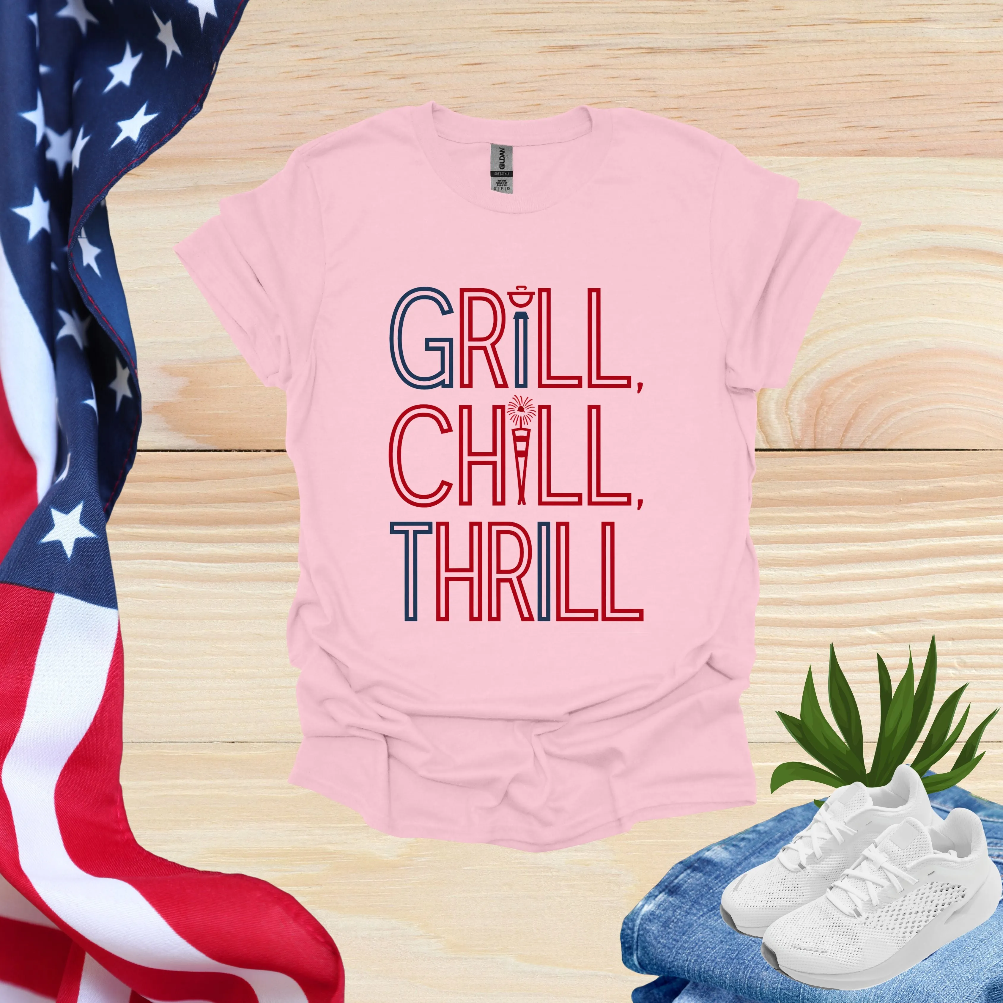 Hilarious 4th of July Shirts | Grill Chill Thrill