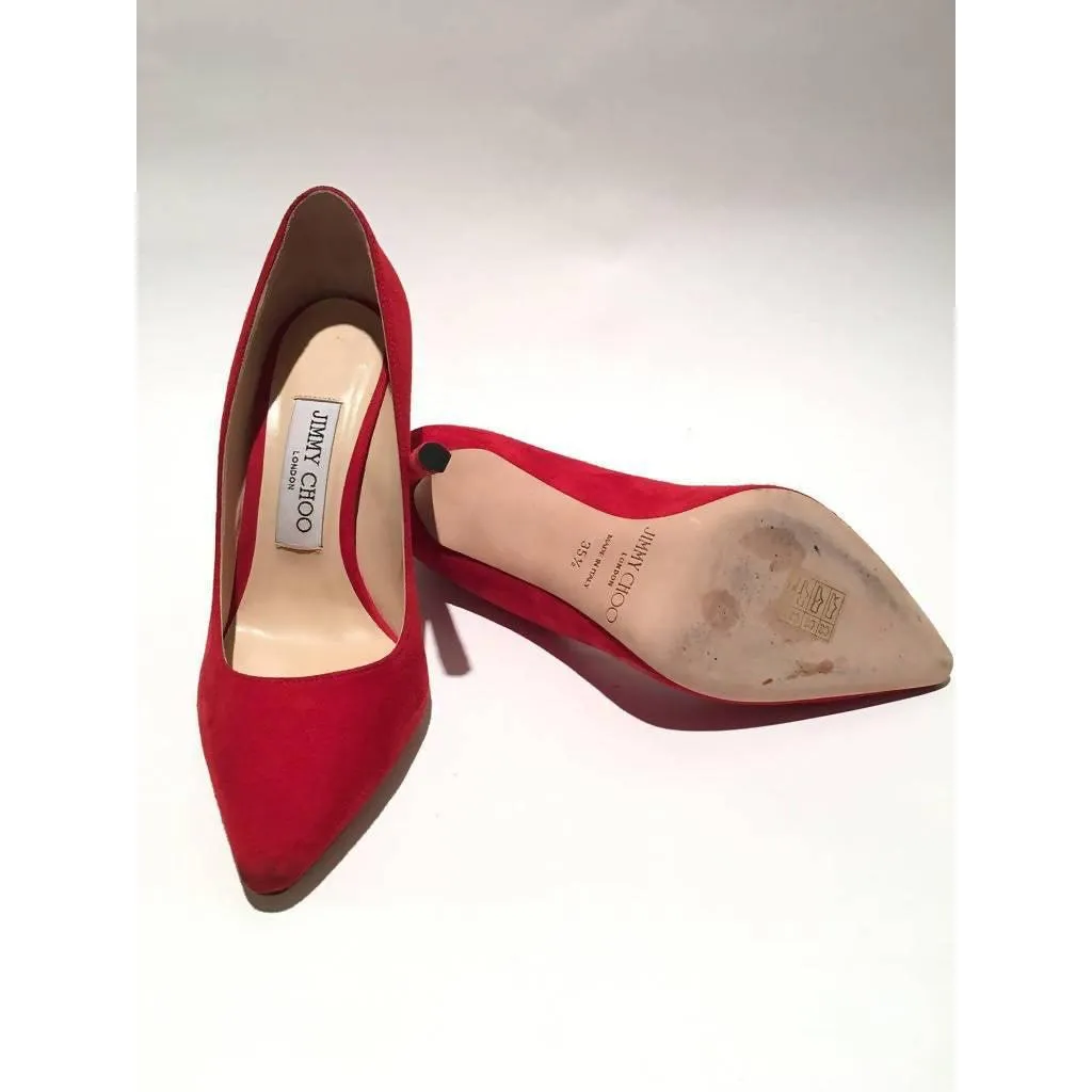 Jimmy Choo Suede Red Pumps | US 5.5 - EU 35.5