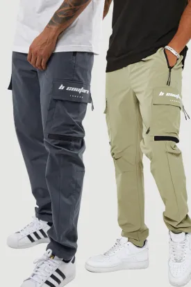 King Street Cargo Pants 2 Pack - Khaki/Dark Grey