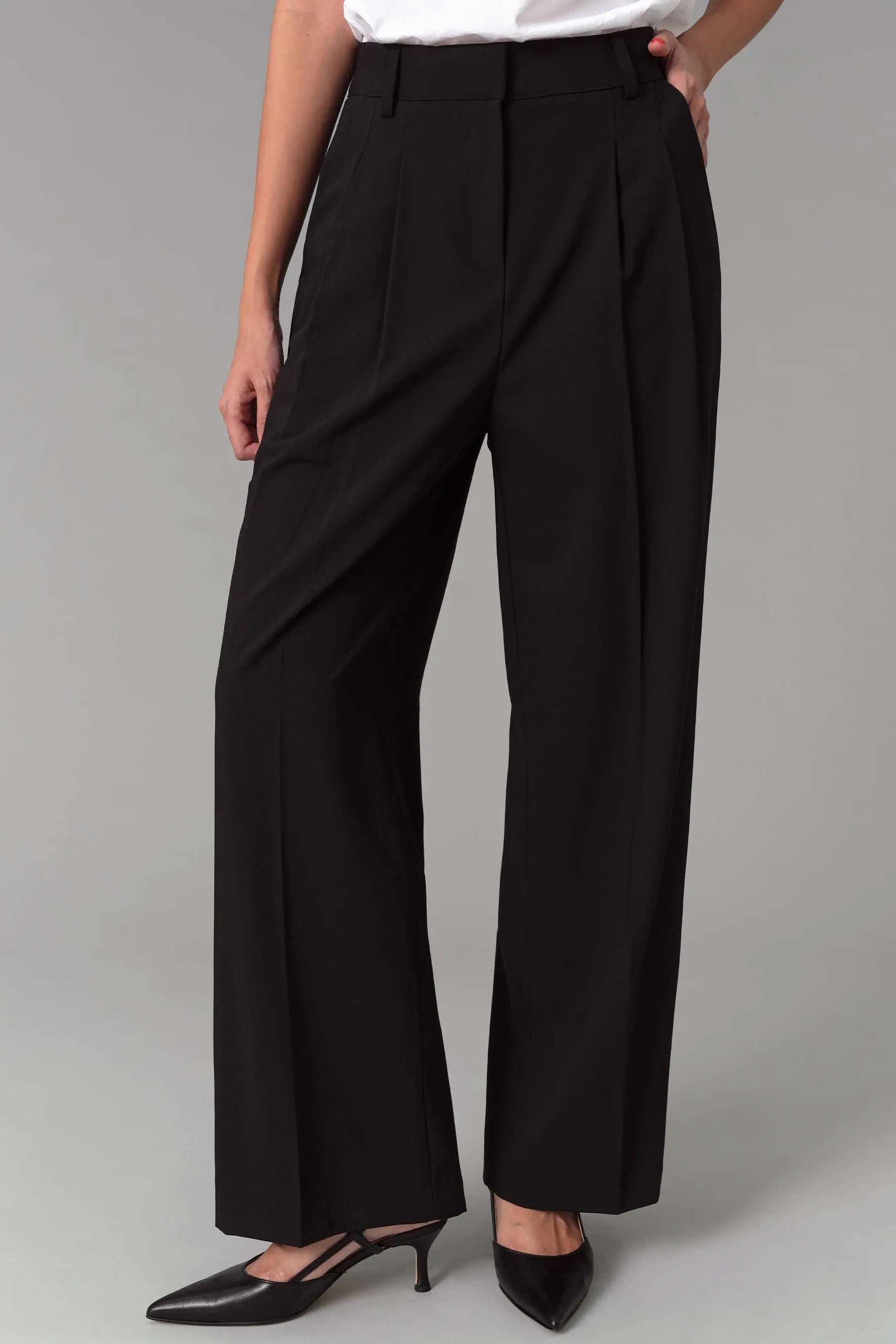 Lillian Pintuck Trousers, Black