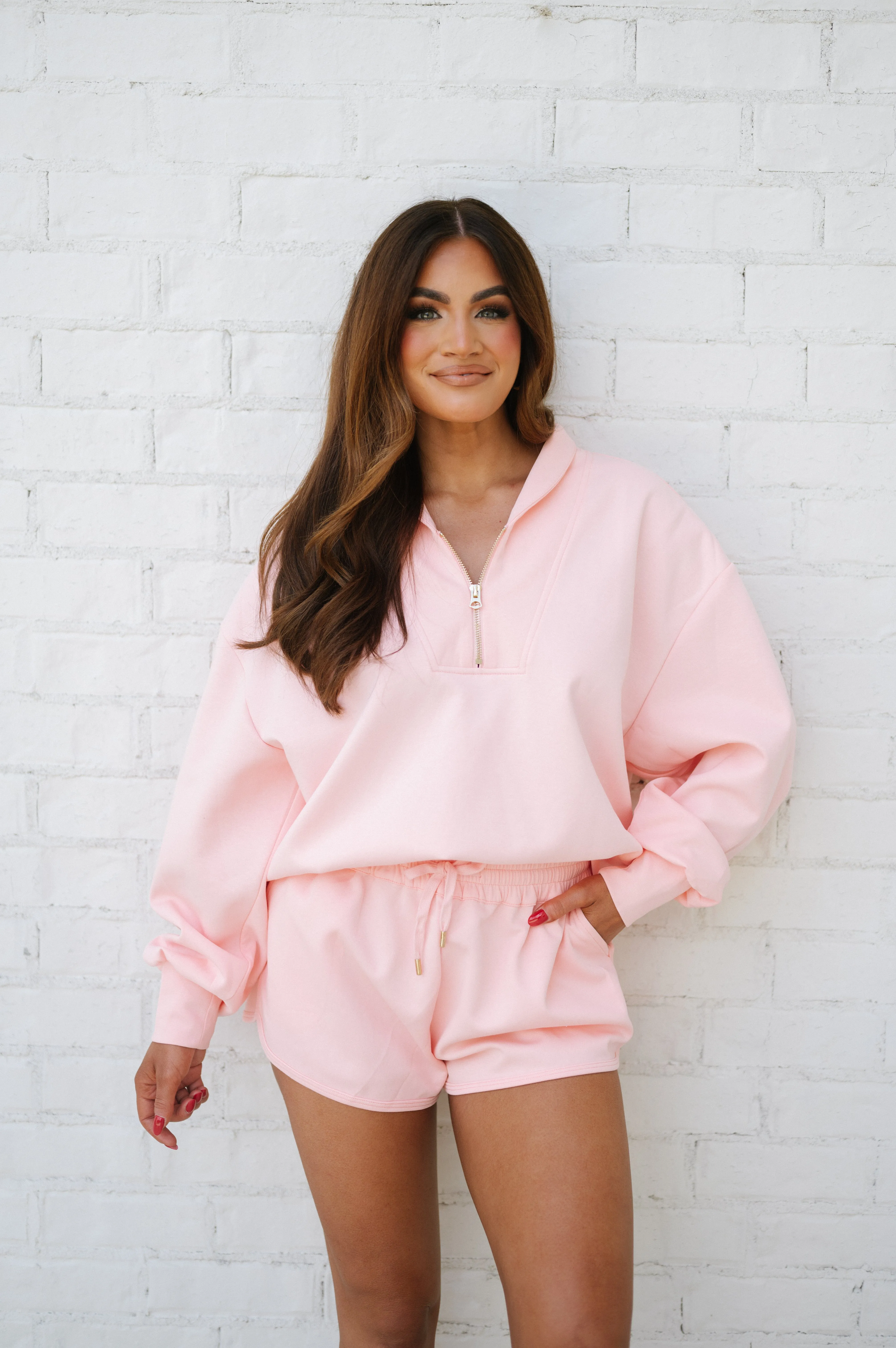 Long Sleeve Scuba Set- Pink