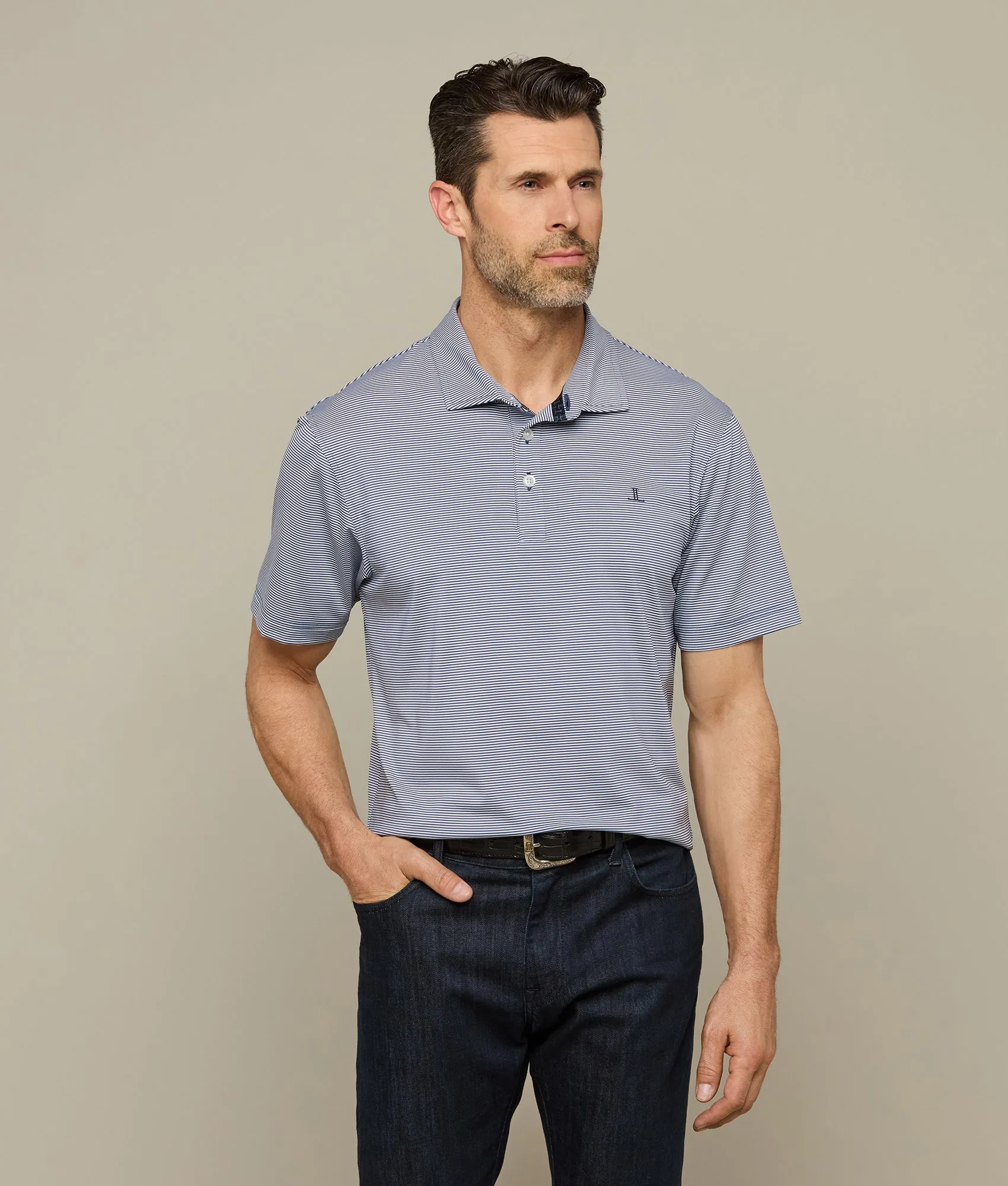 Lucchese Golf Polo :: Navy/White