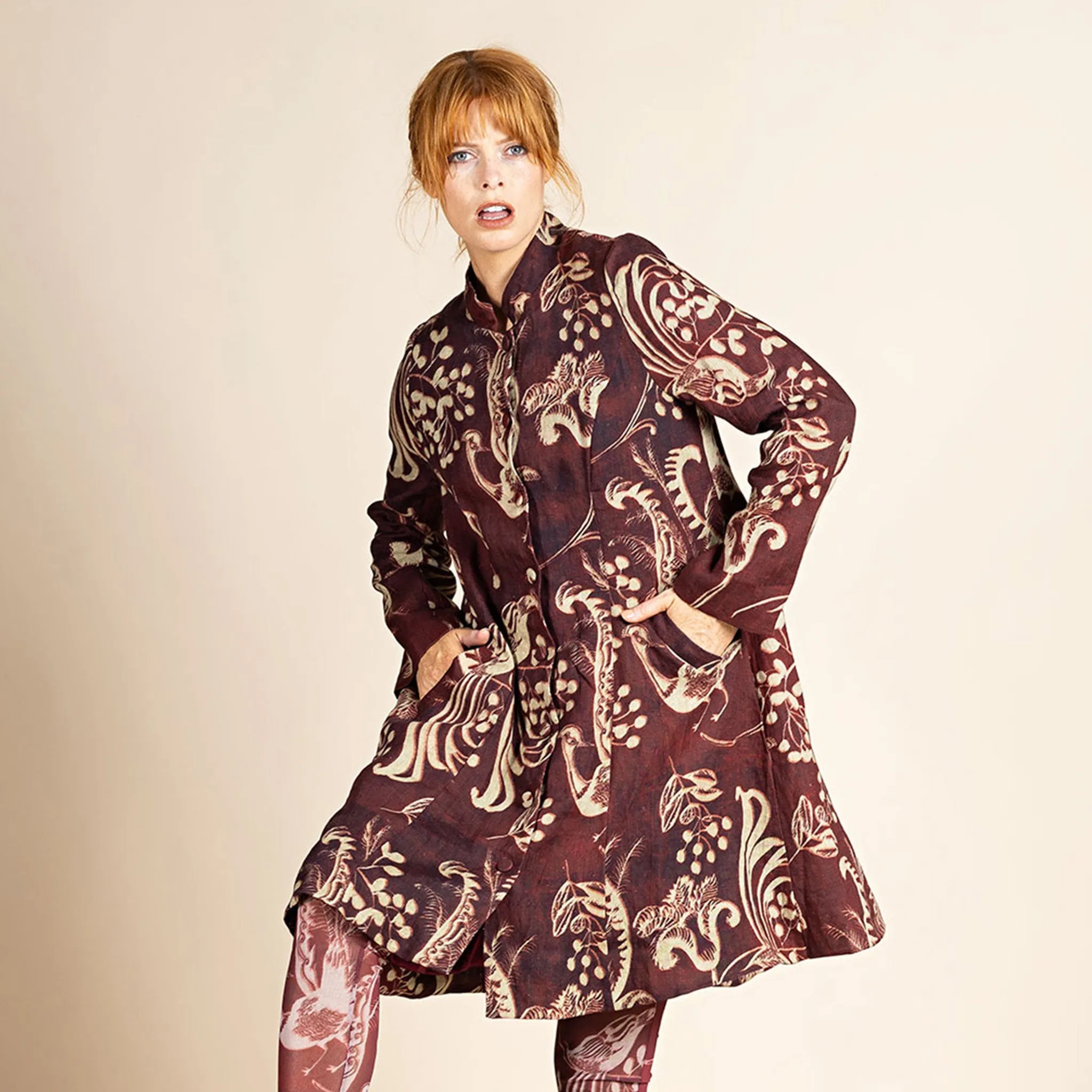 lyrebird tapestry techno coat