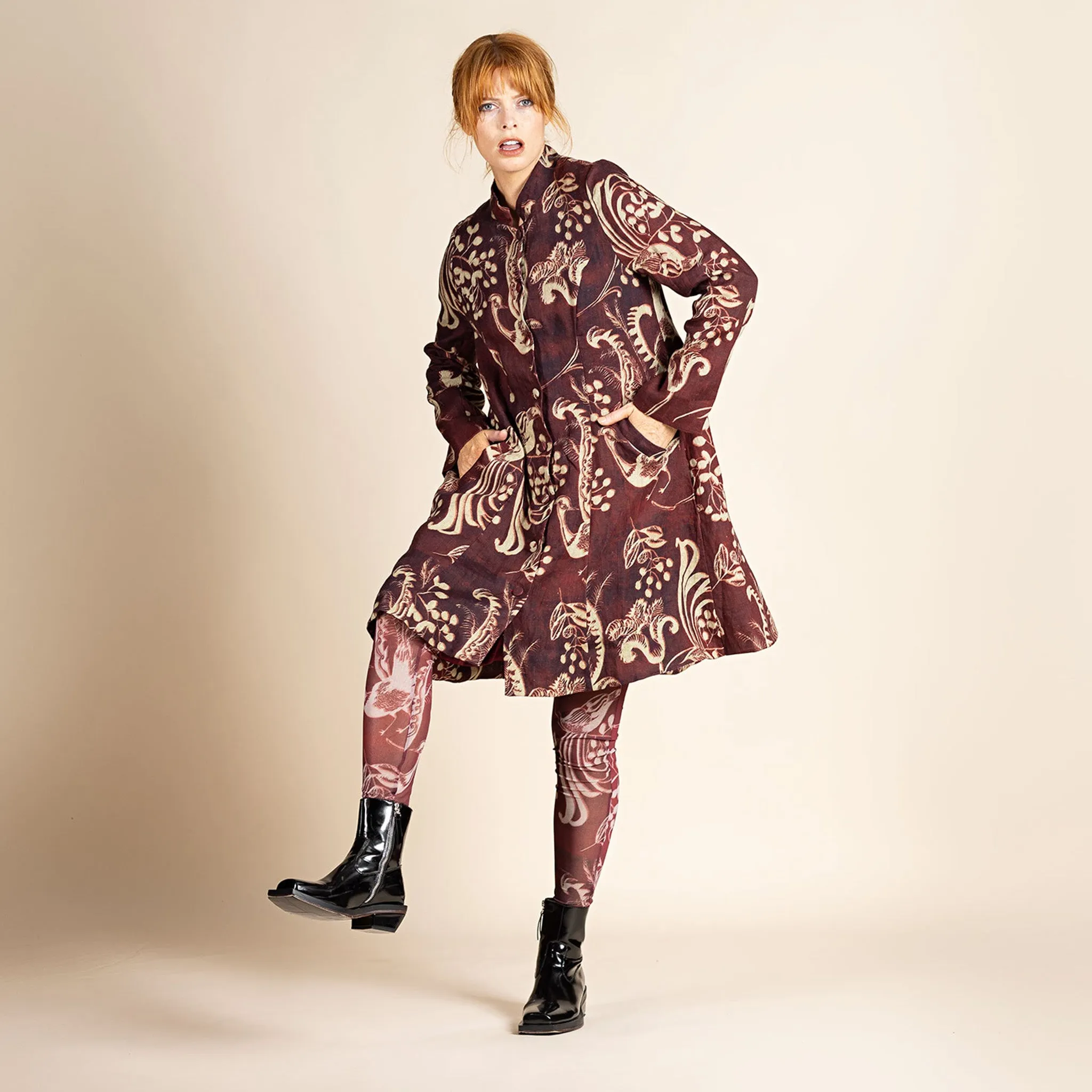 lyrebird tapestry techno coat