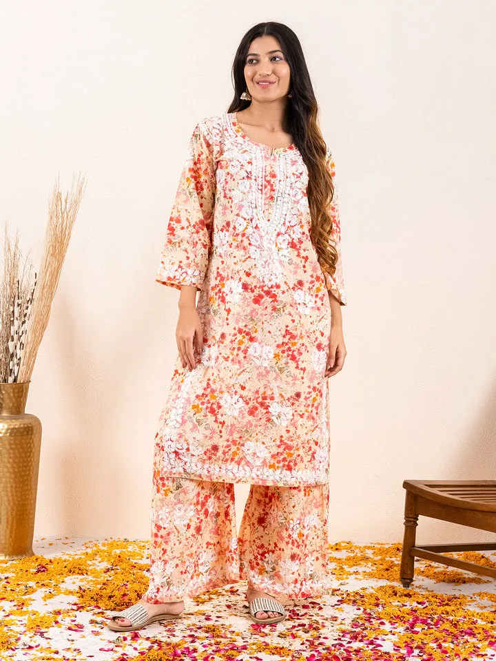 Maira Floral Chikankari Mulmul Co-ord Sets