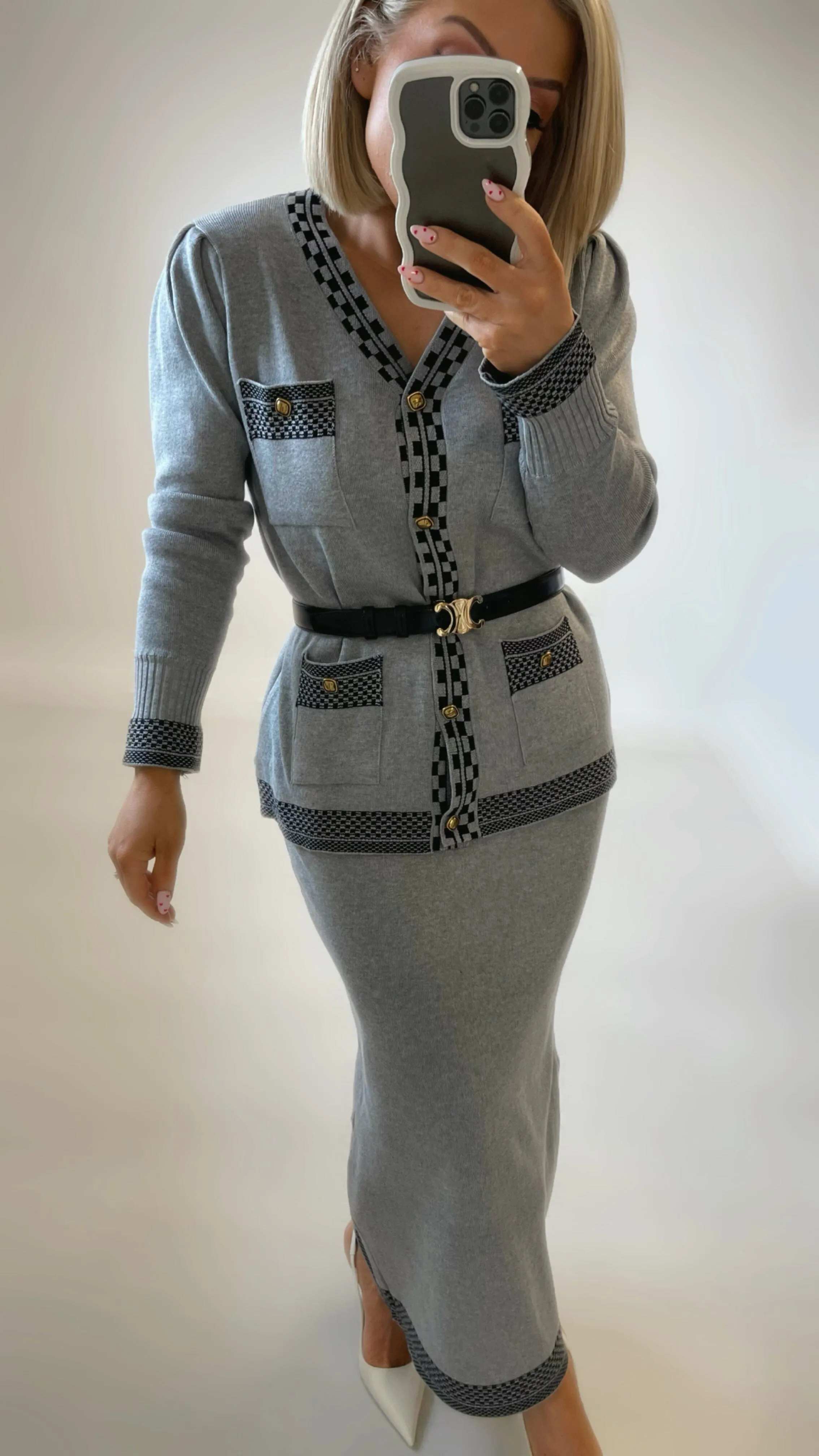 MARNIE 2 PIECE SUIT - GREY/BLACK