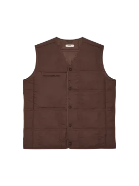 Mens Flower-Warmth Quilted Gilet—chestnut brown