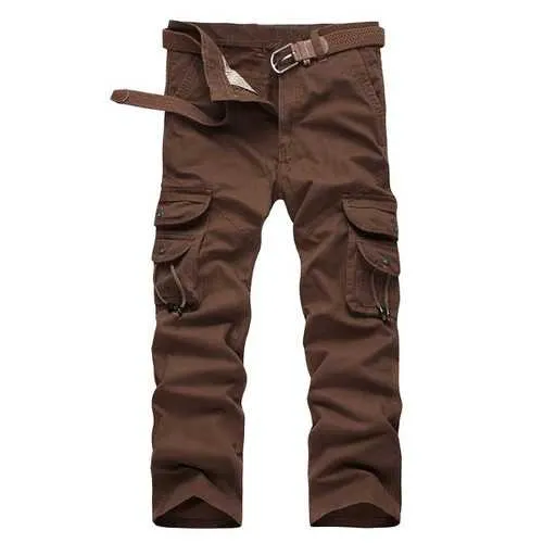 Mens Millitary Tactical Cotton Loose Trousers Casual Multi Pocket Cargo Pants