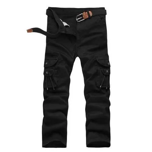 Mens Millitary Tactical Cotton Loose Trousers Casual Multi Pocket Cargo Pants