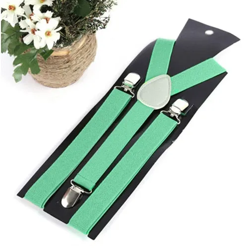 Obsessions 18 Color Elastic Leather Suspenders Unisex Braces