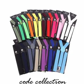 Obsessions 18 Color Elastic Leather Suspenders Unisex Braces