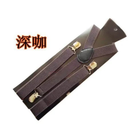 Obsessions 18 Color Elastic Leather Suspenders Unisex Braces