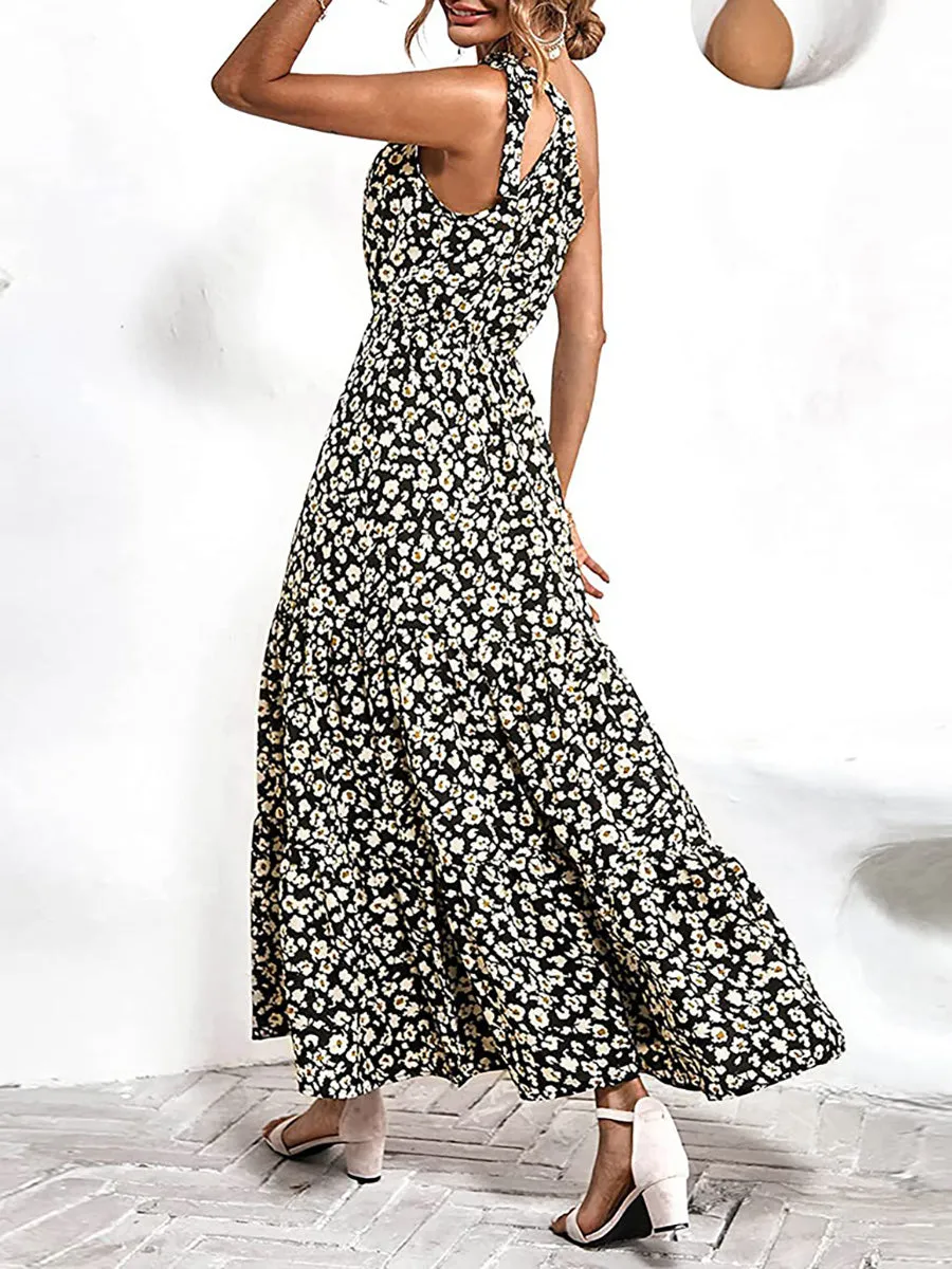 Off Shoulder Printed Tea Length Wholesale Casual Dresses