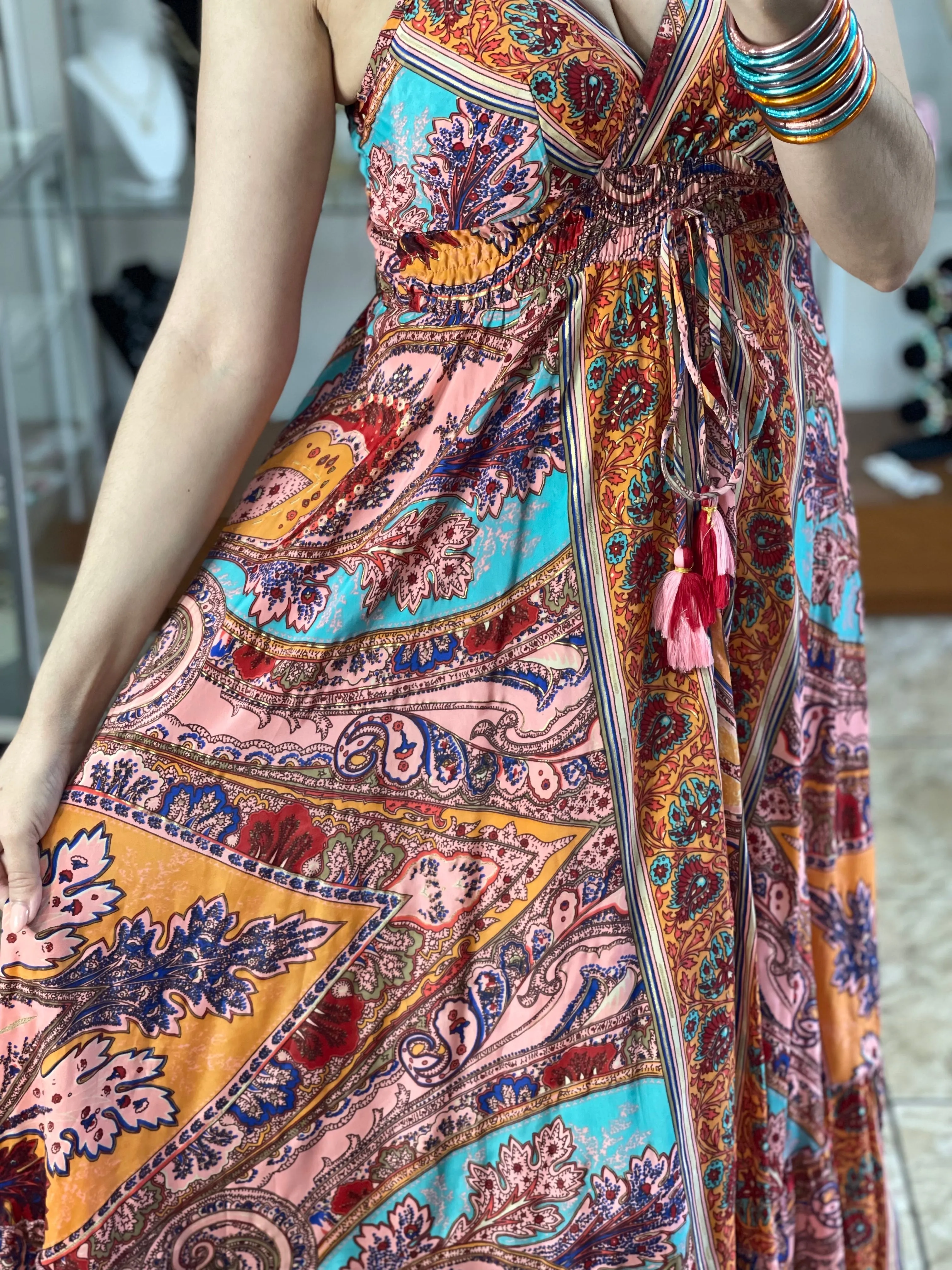 Pink Mix Maxi Boho Dress