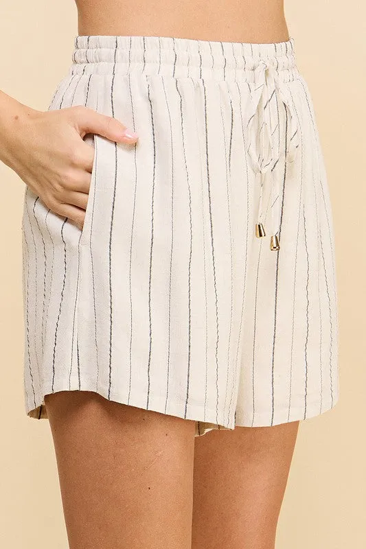 Pinstripe Linen Shorts