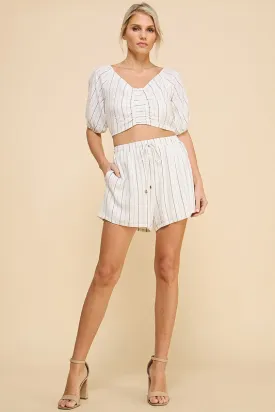 Pinstripe Linen Shorts