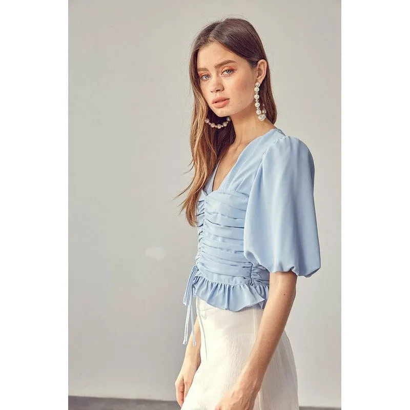 Puff Sleeve Cinched Top