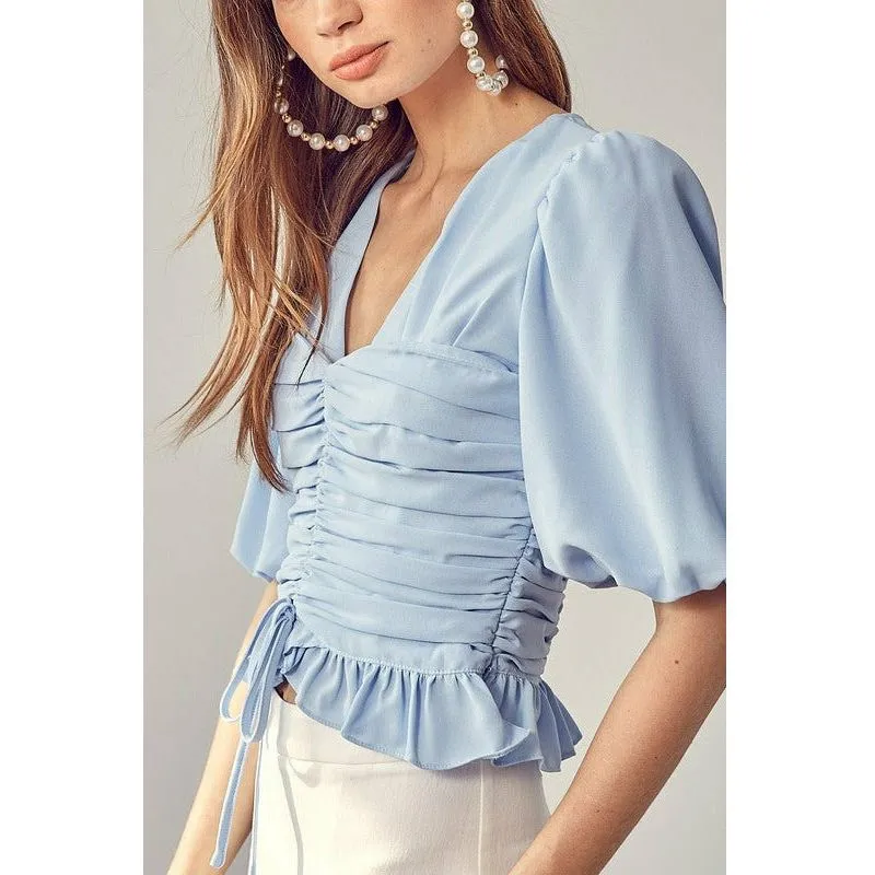 Puff Sleeve Cinched Top