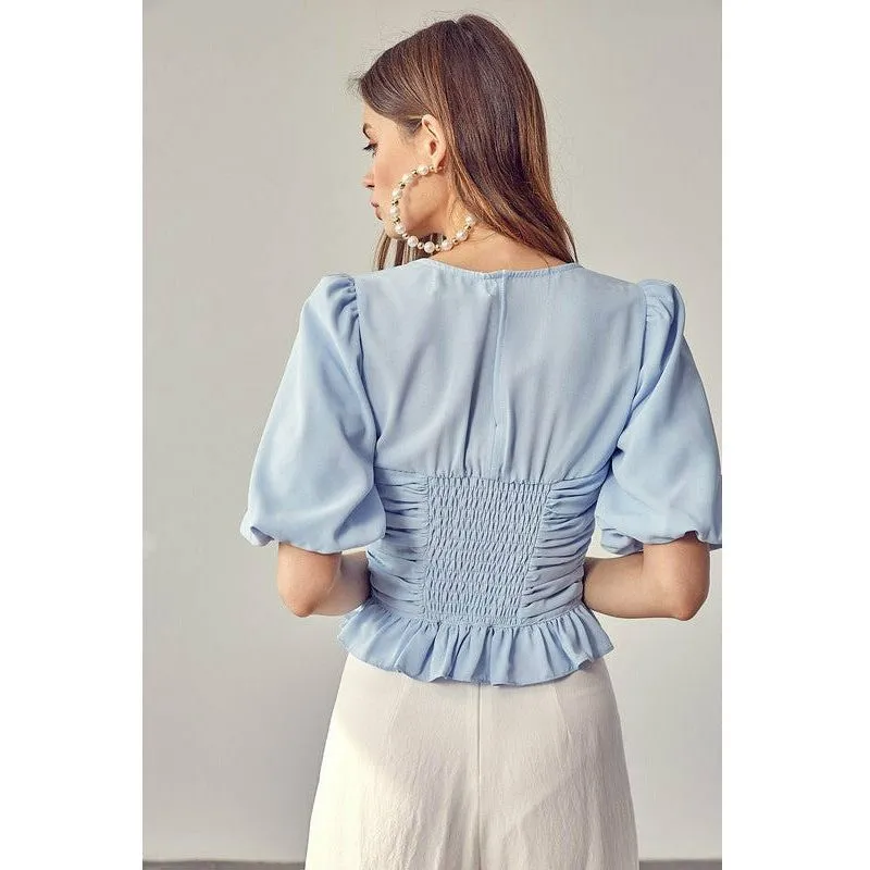 Puff Sleeve Cinched Top