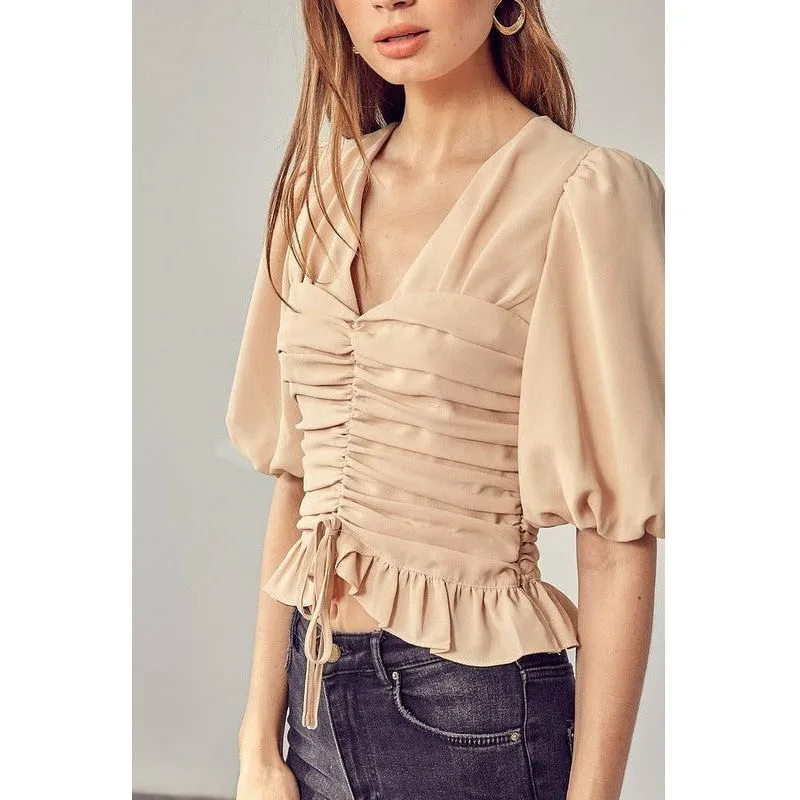 Puff Sleeve Cinched Top