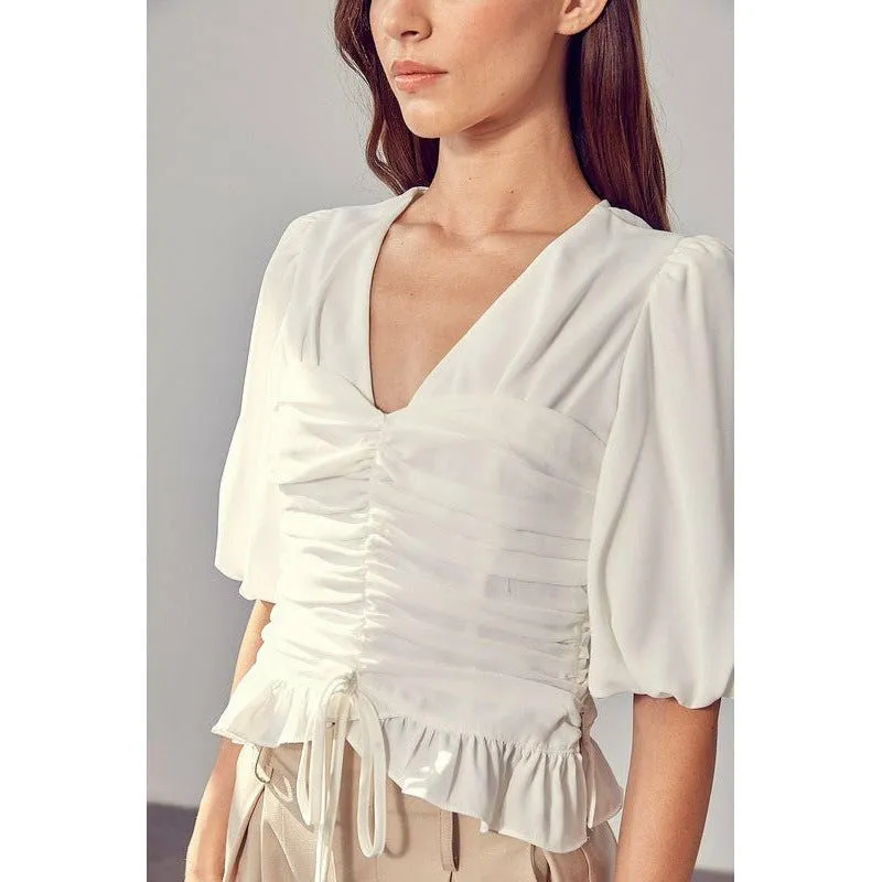 Puff Sleeve Cinched Top