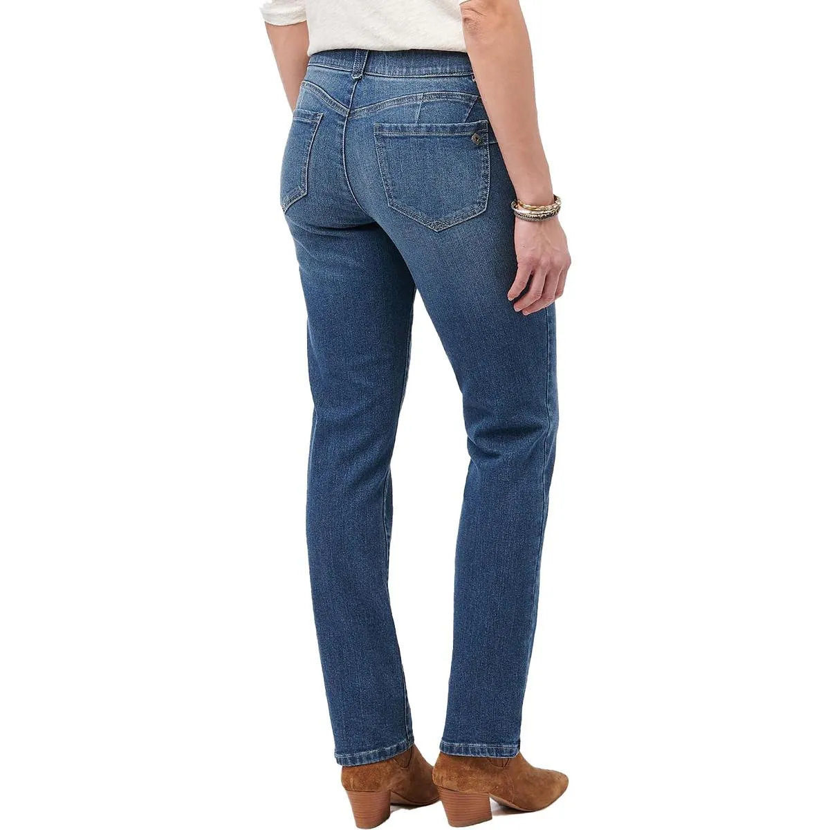 "Ab"solution Womens Mid-Rise Distressed Straight Leg Jeans