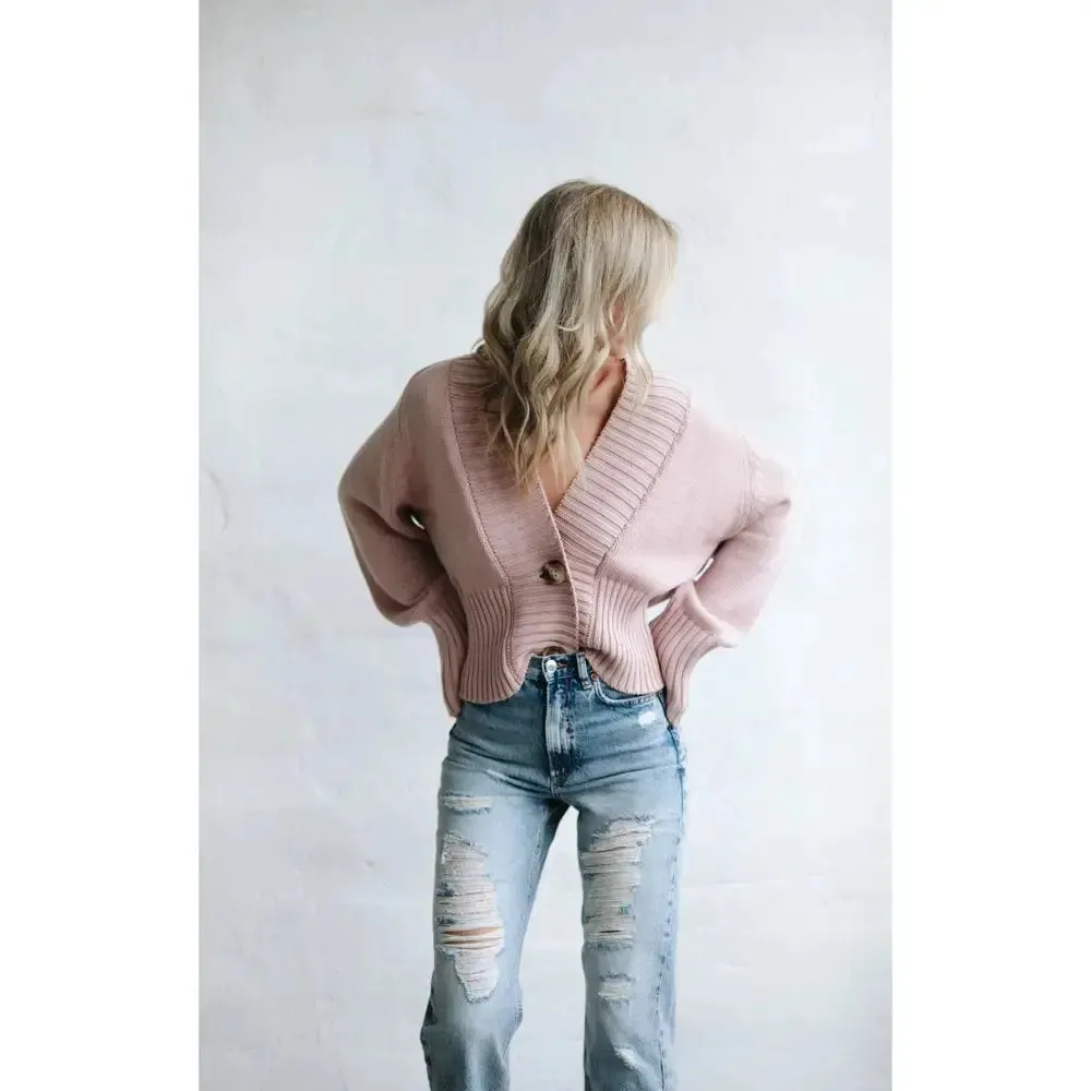 Recycled cotton cardigan in Pink by Seaside Tones