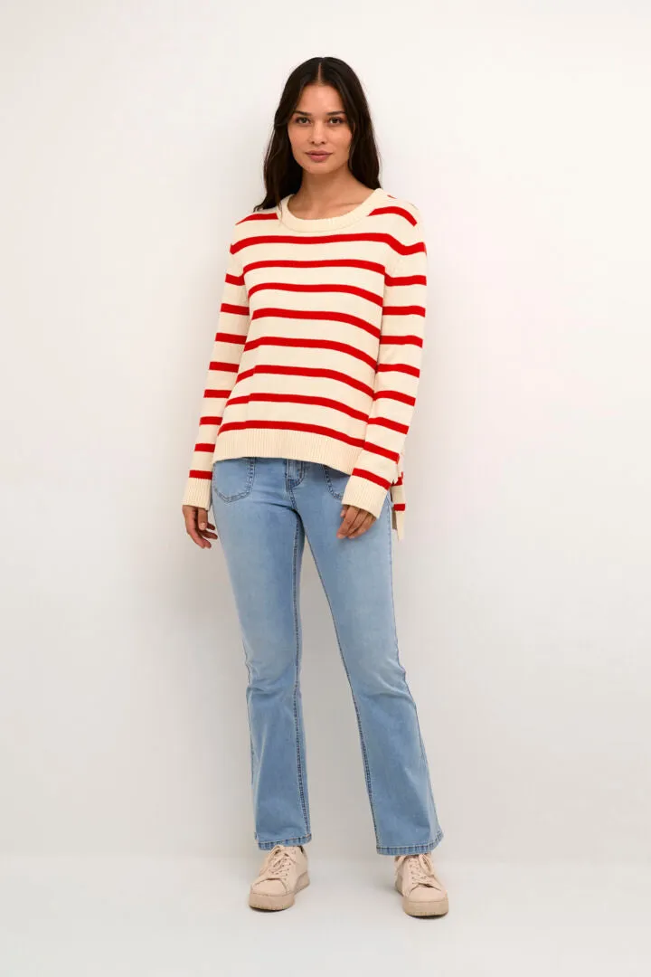 Red Cotton Stripe Knit