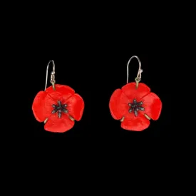 Red Poppy Earrings - Wire Drop