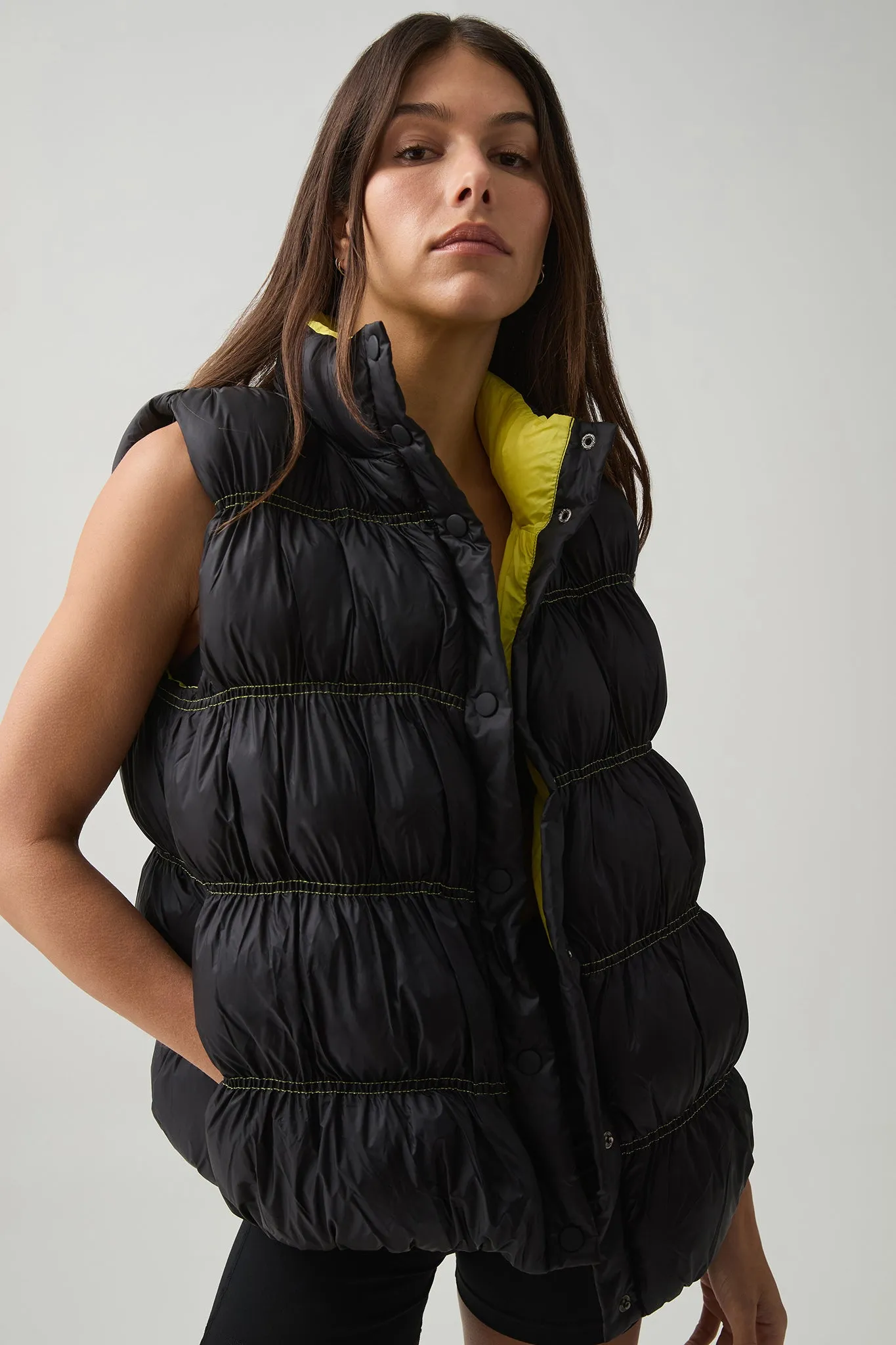 Ruched Puffer Vest 722