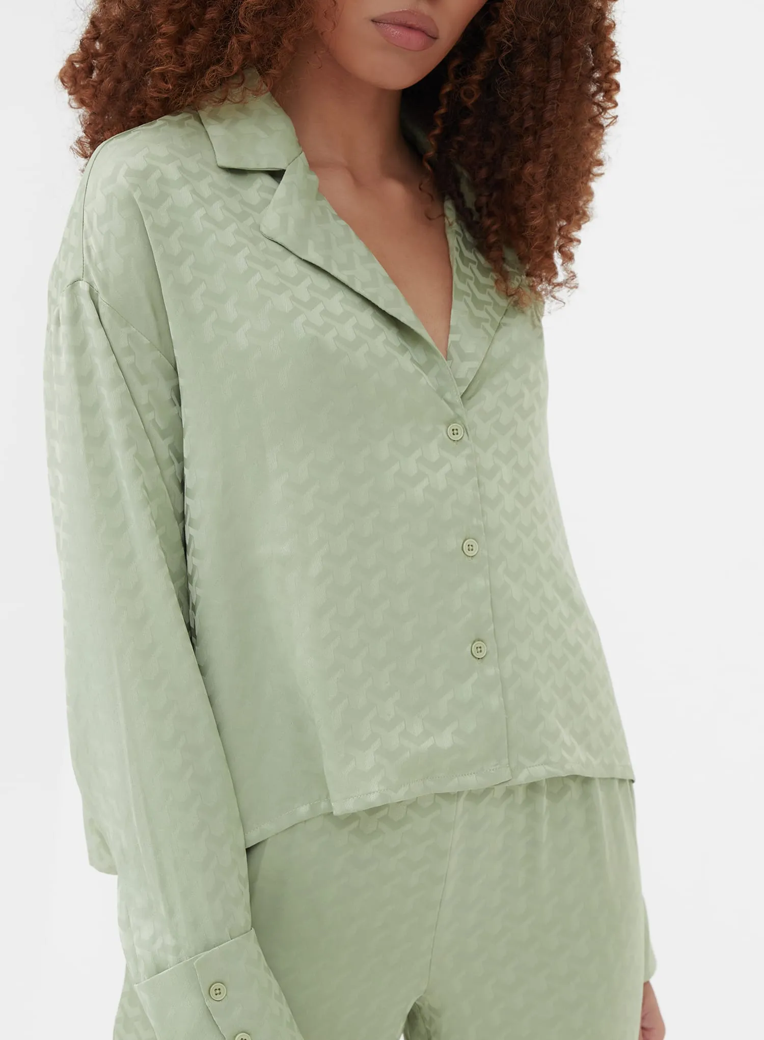 Sage Boxy Jacquard Shirt - Zaina