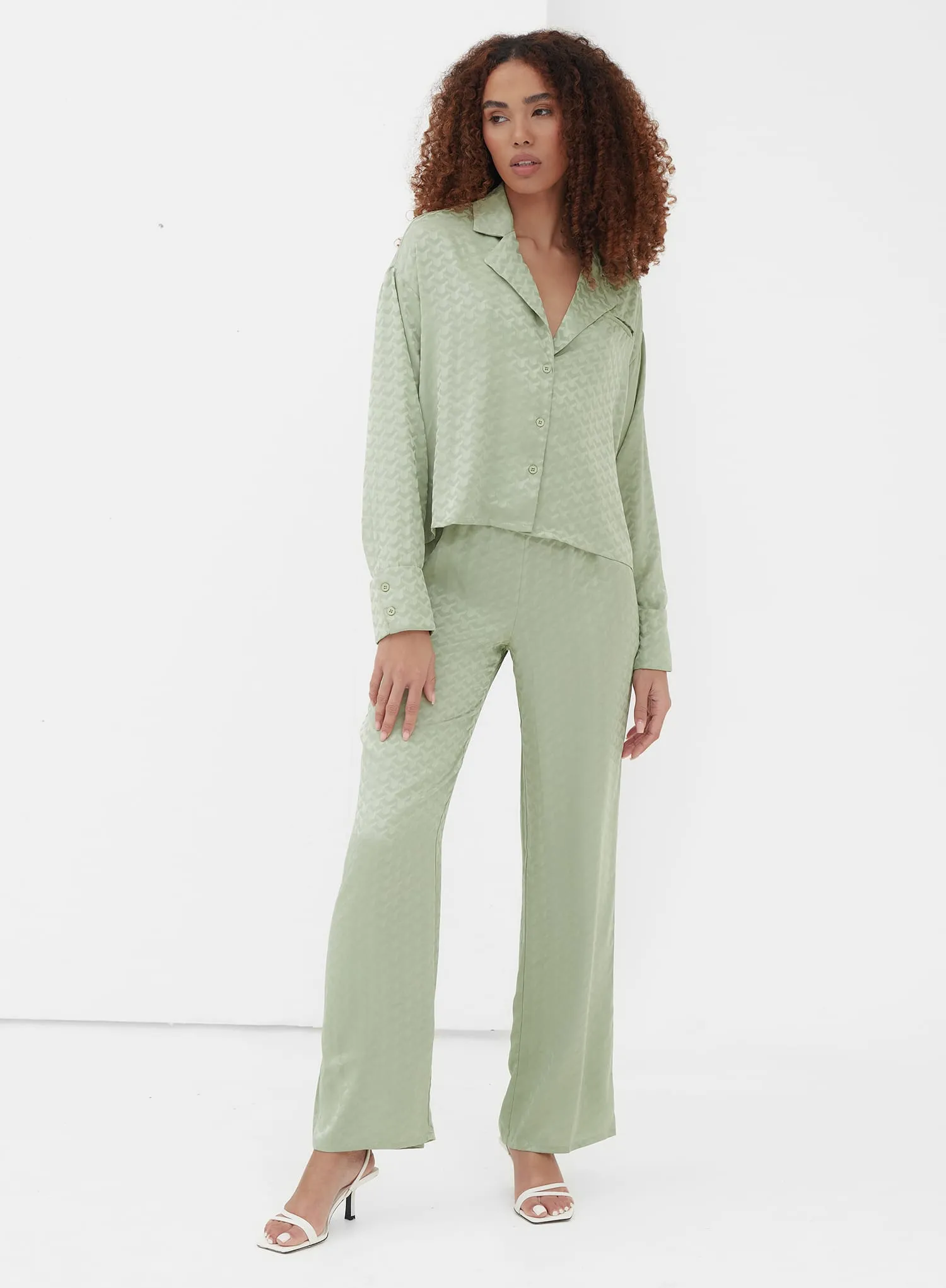 Sage Boxy Jacquard Shirt - Zaina