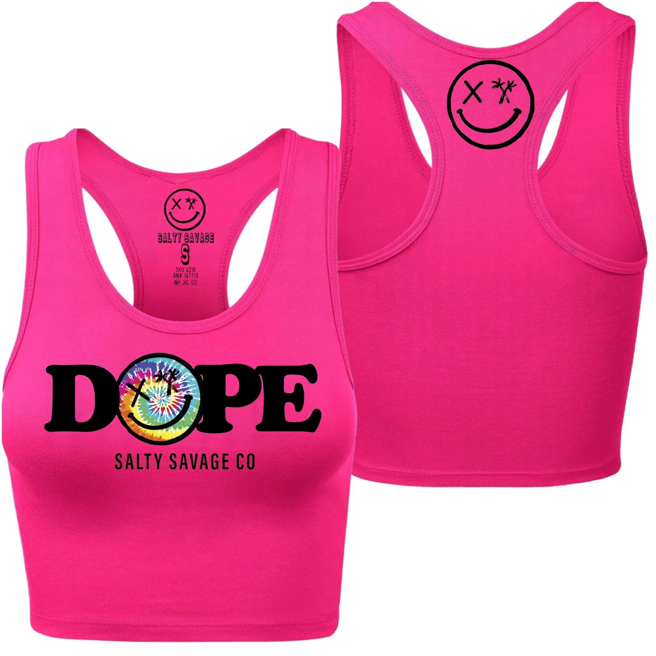 Salty Savage Ladies "DOPE" Racerback Crop Tank