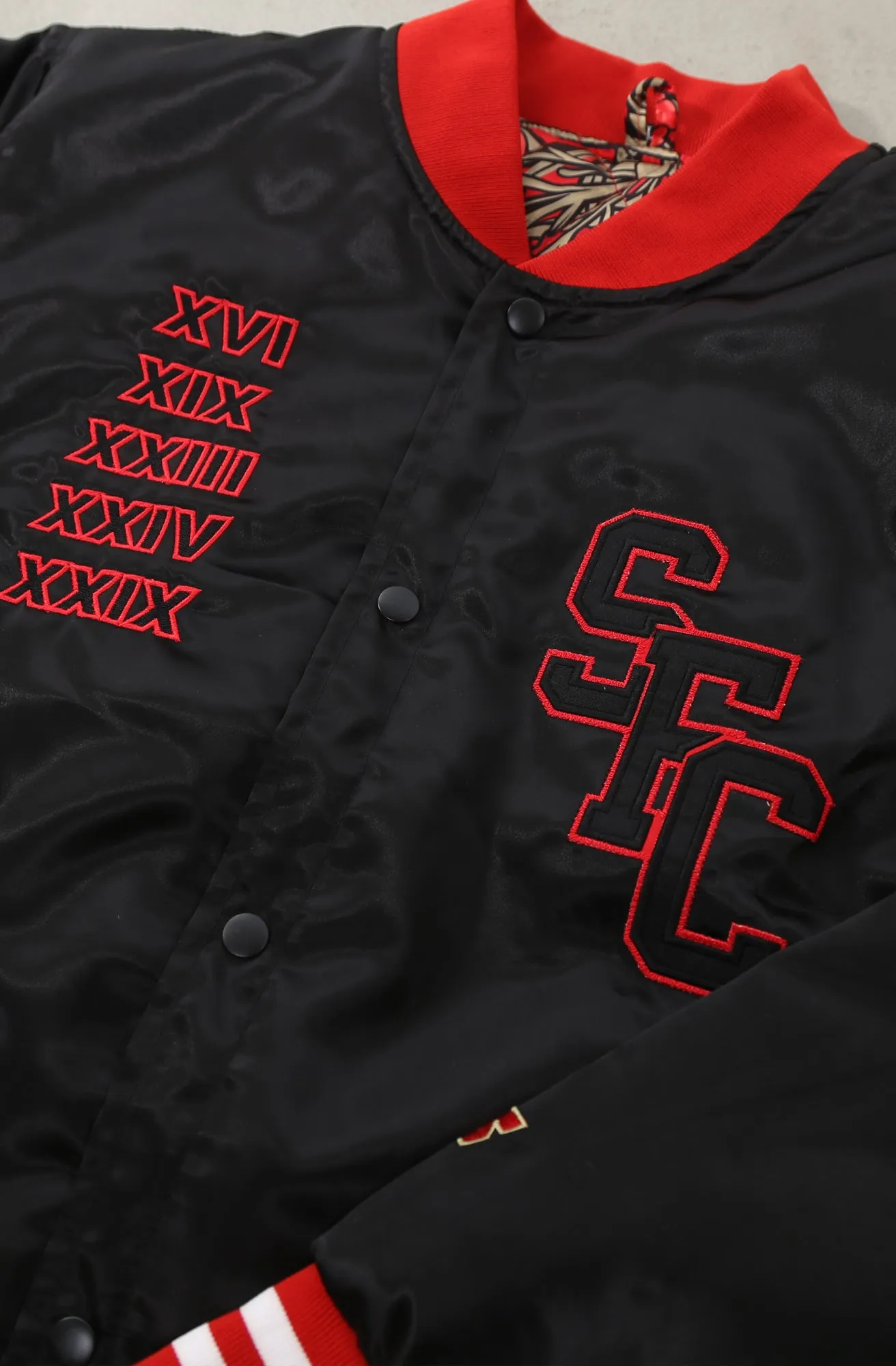 SAVS x Adapt :: Gold Blooded SFC (Men's Black/Red Satin Jacket)