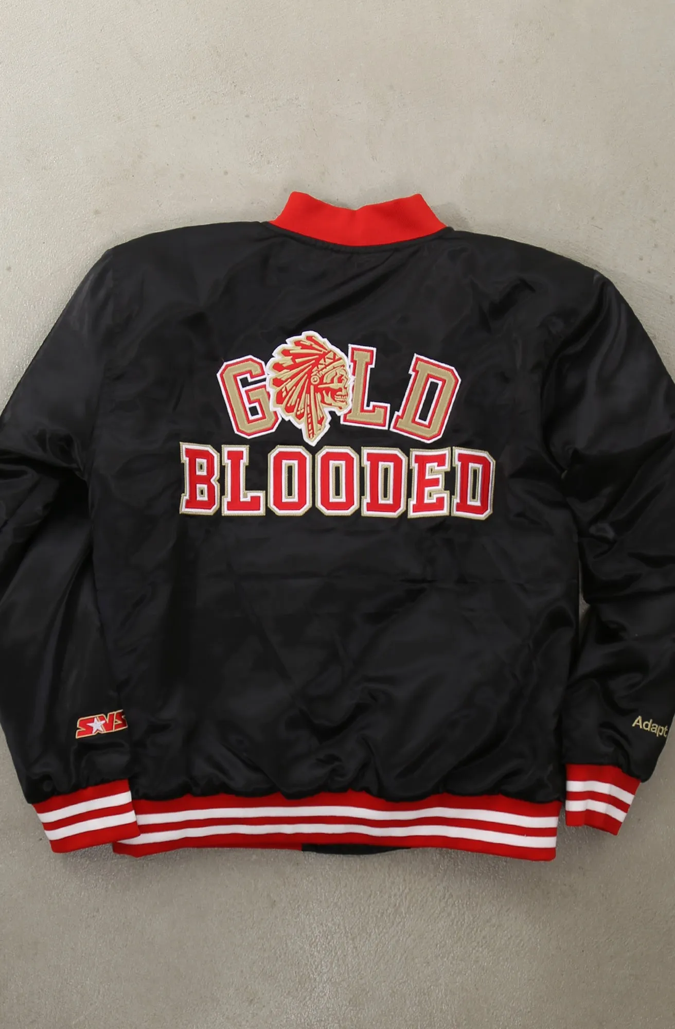 SAVS x Adapt :: Gold Blooded SFC (Men's Black/Red Satin Jacket)