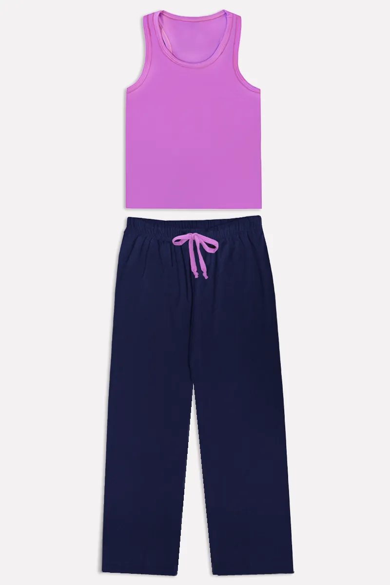 Simply Soft Racerback Tank & Karate Pant - Navy Violet