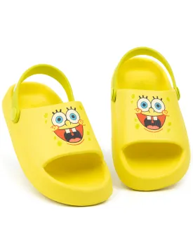 SpongeBob SquarePants Sliders Kids Yellow Animated Character Sandals